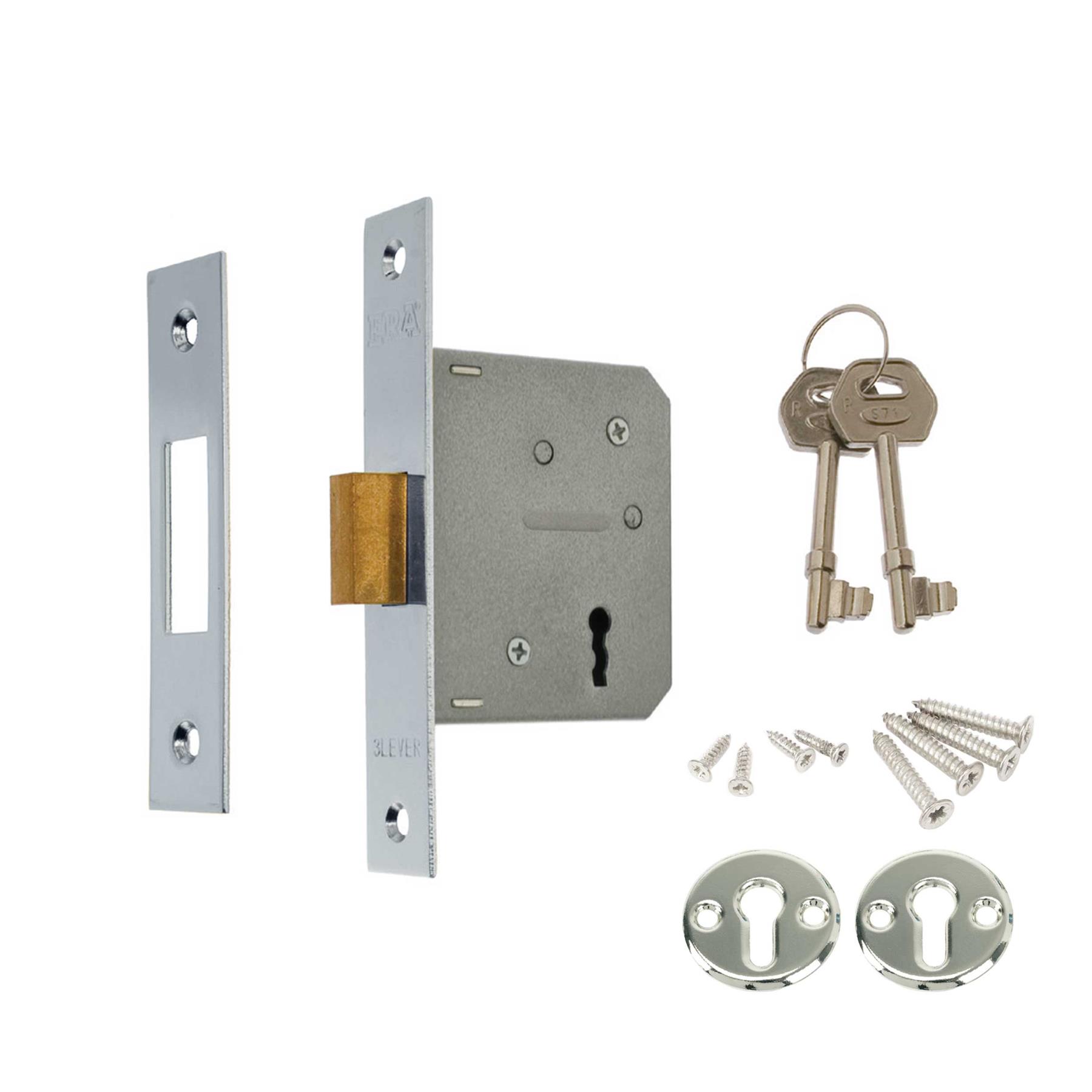 Era 3 Lever Mortice Door Lock Security Deadlock 2.5"/ 3.0" with 2 Keys - Picture 4 of 4