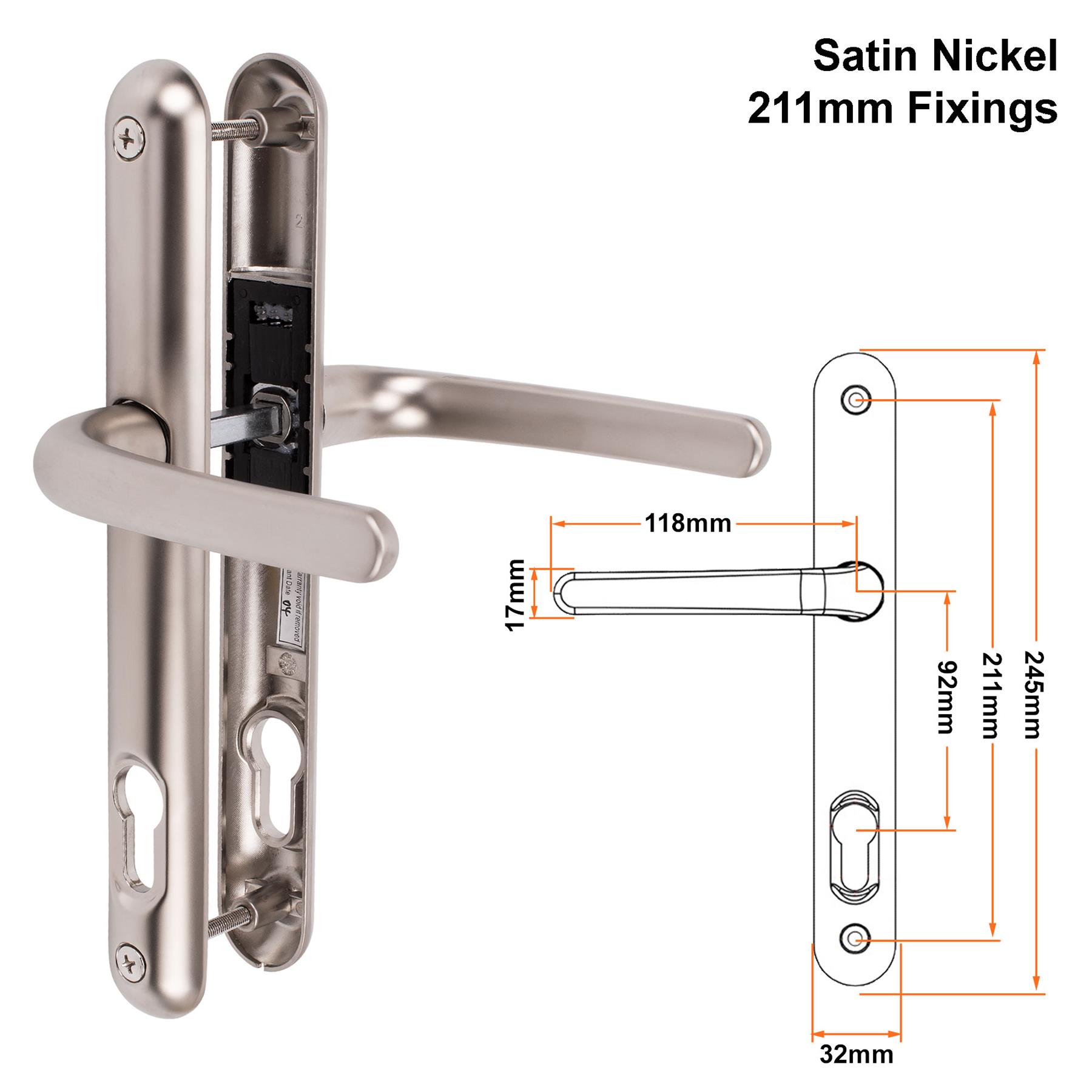 Composite Door Handle Pair uPVC Sprung Lever Set 92PZ 211mm Fixings Ultion Sweet - Picture 12 of 14