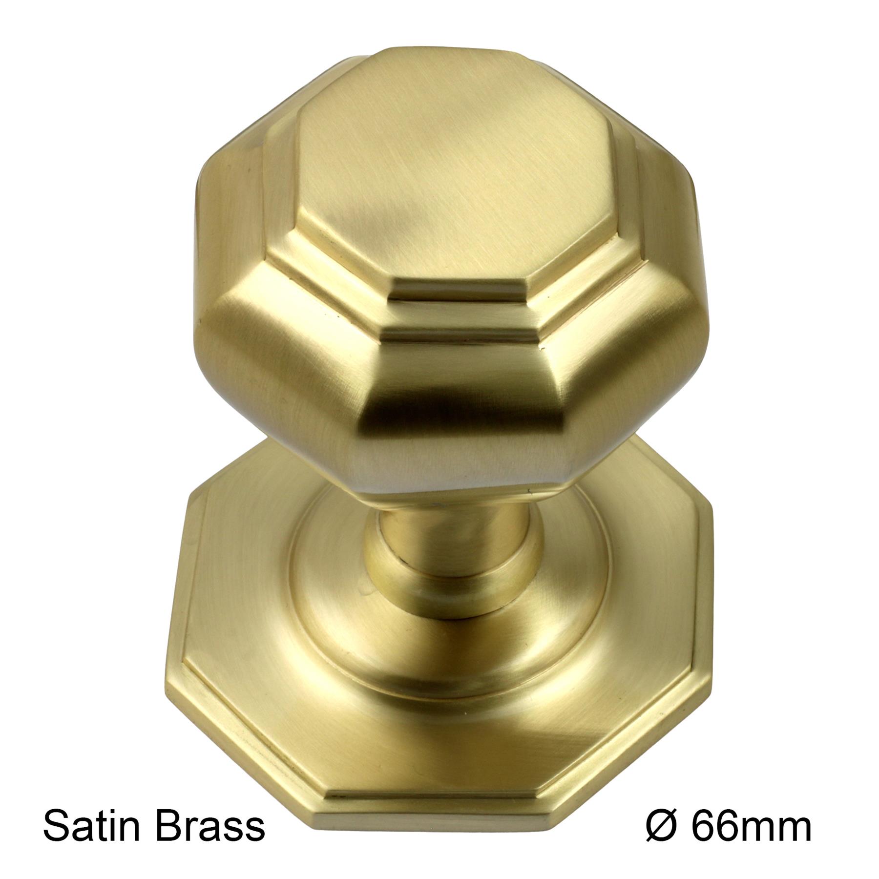 Octagonal Centre Pull Door Knob Solid Brass Heavy Duty 60 or 66mm 2.36/2.6" Dia. - Picture 9 of 10