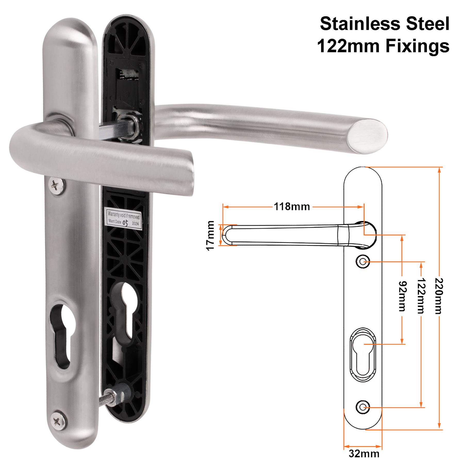 Composite Door Handle Pair uPVC Sprung Lever Set 92PZ 122mm Fixings Ultion Sweet - Picture 13 of 14