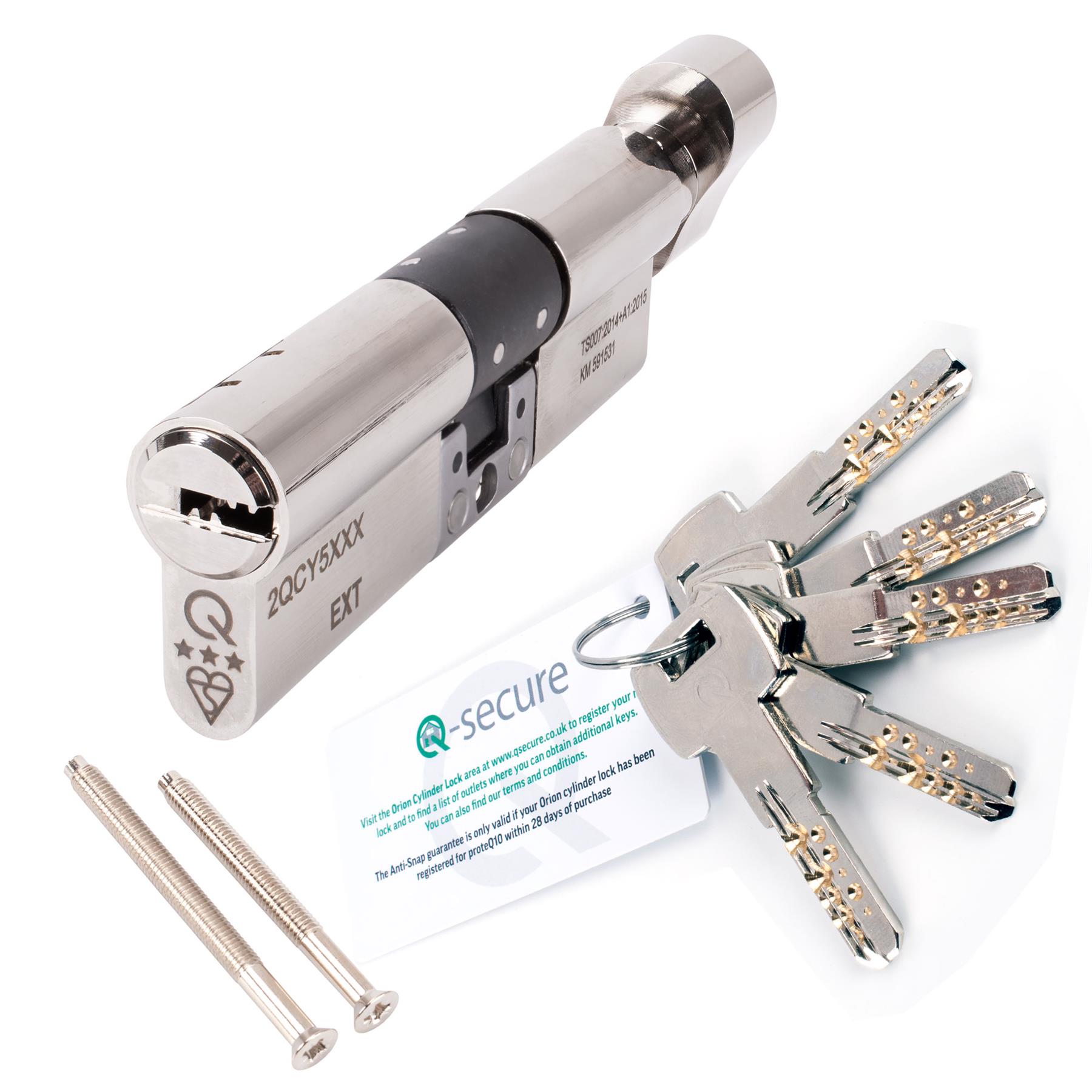 Thumb Turn Euro Cylinder uPVC Door Lock Barrel 3 Star T007 5 Keys GreenteQ Orion