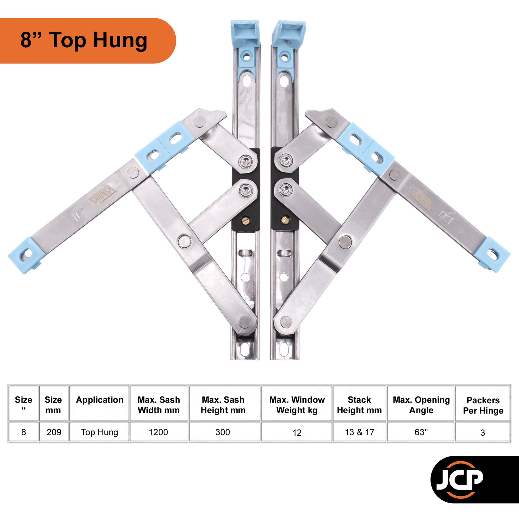 Pair UPVC Window Hinges Friction Stay 8" 10" 12" 16" 20" 24" Versa Retrofit - Picture 11 of 16