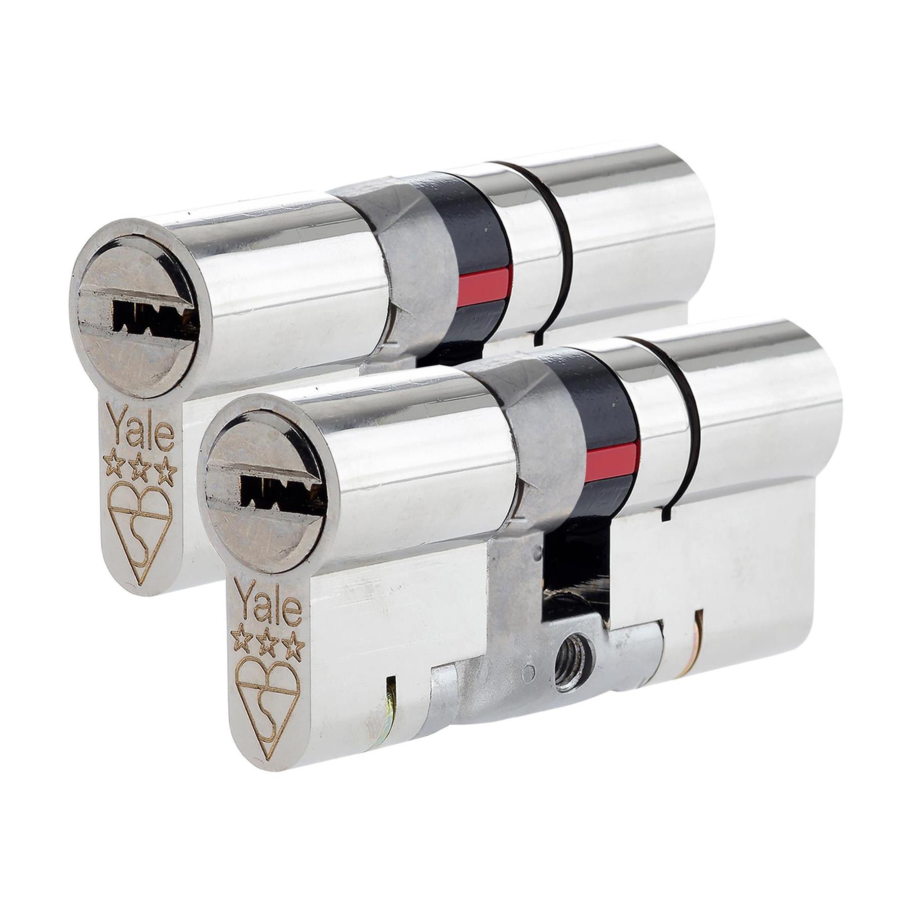 Keyed Alike Pair Euro Cylinder Front Door Lock Anti Snap YALE Platinum 3 Star 
