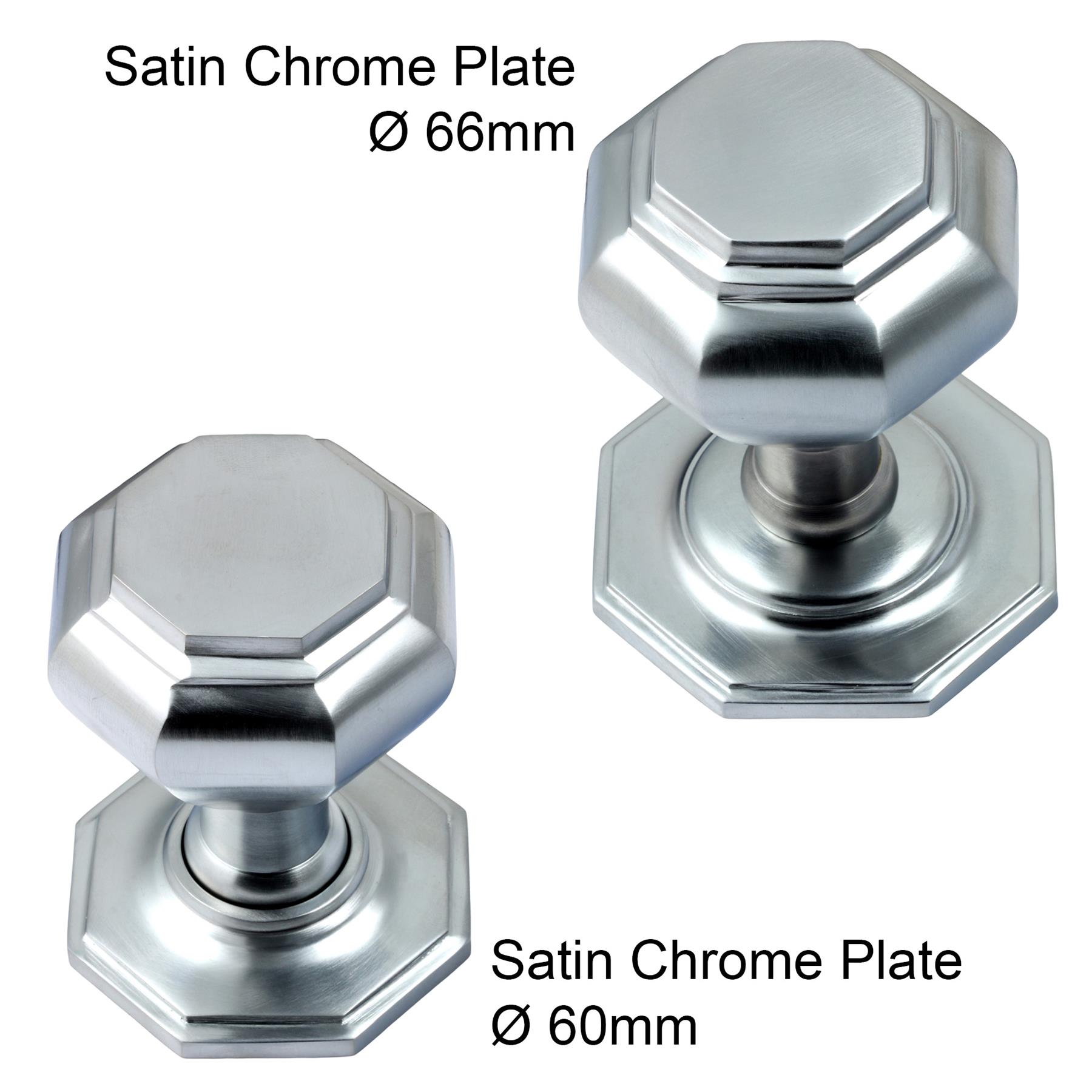 Octagonal Centre Pull Door Knob Solid Brass Heavy Duty 60 or 66mm 2.36/2.6" Dia. - Picture 10 of 10