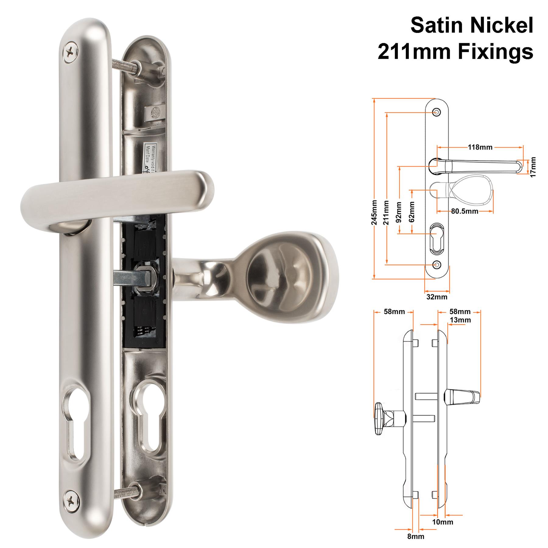 Composite Lever Pad Door Handle Pair UPVC Sprung Set 92/62PZ 211mm Fixings Sweet - Picture 13 of 15