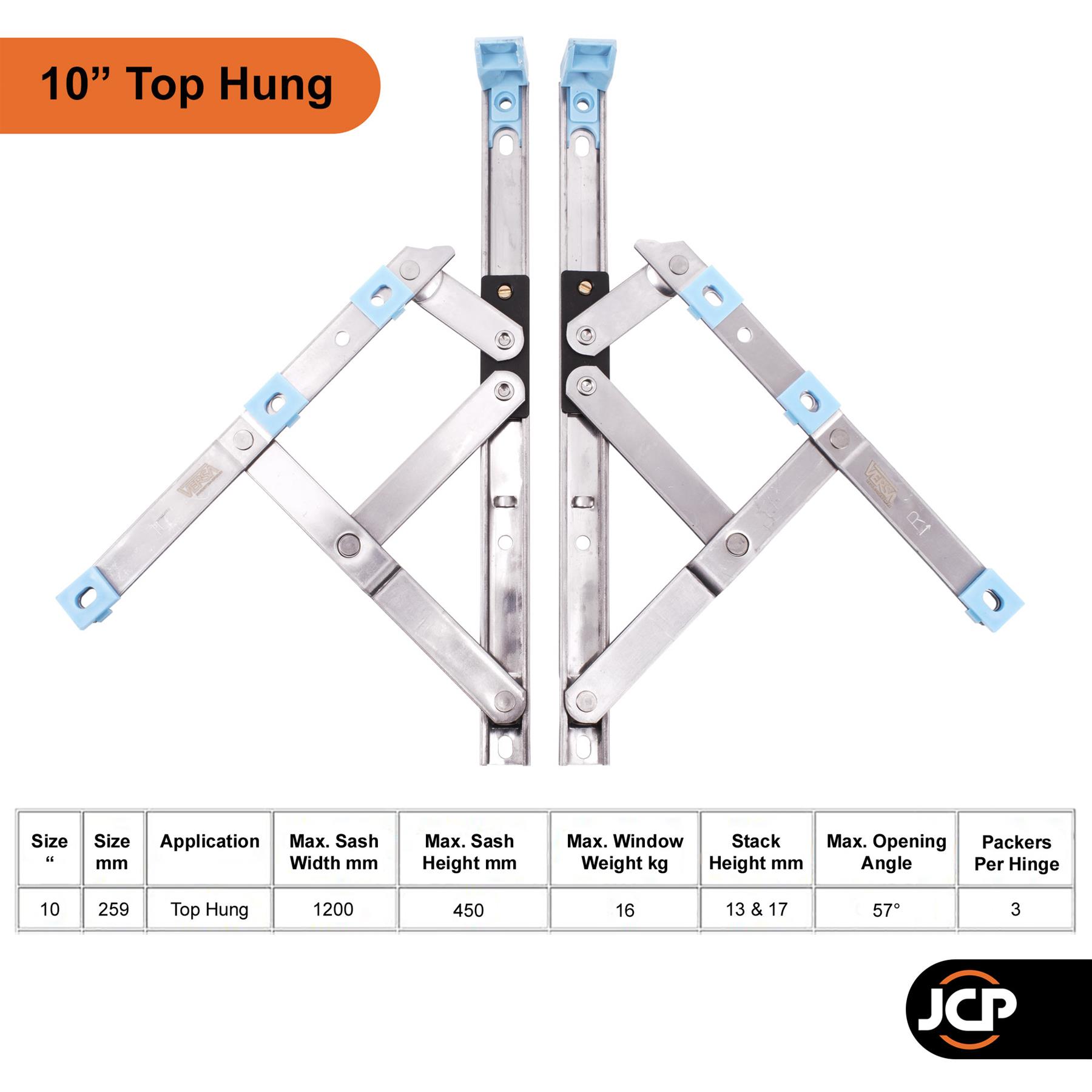 Pair UPVC Window Hinges Friction Stay 8" 10" 12" 16" 20" 24" Versa Retrofit - Picture 12 of 16