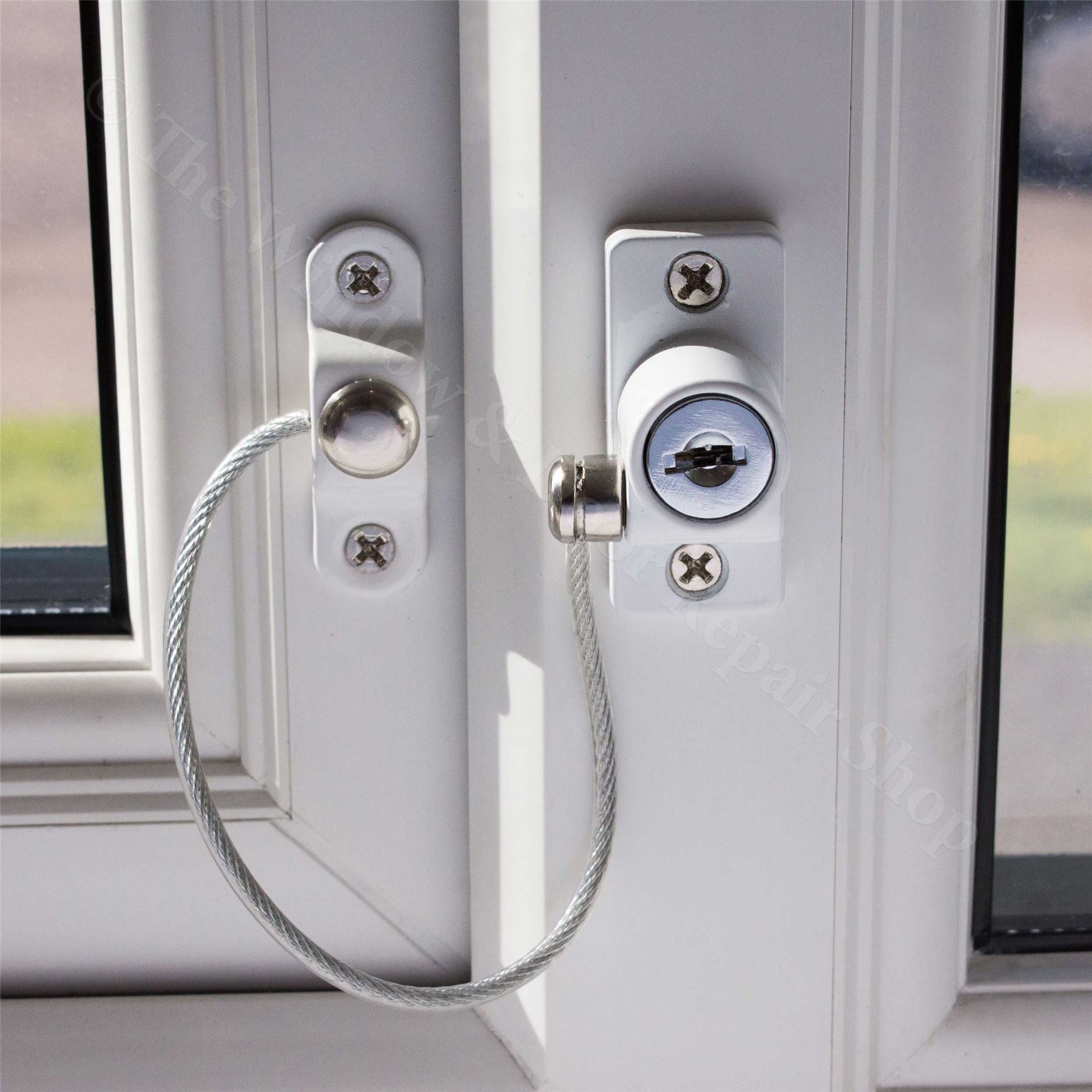 White Window Door Restrictor Safety Locking UPVC Child Security Wire