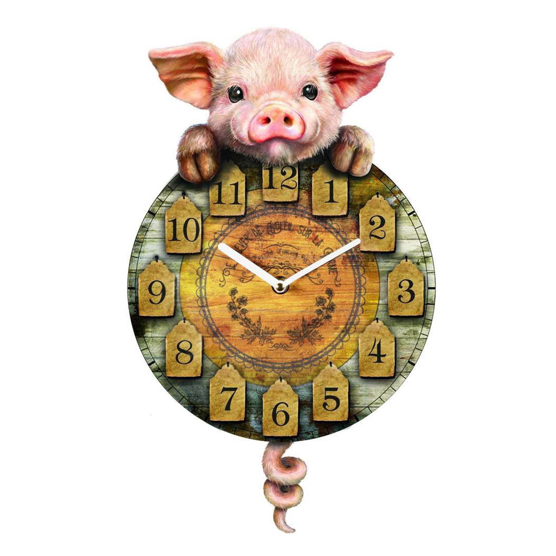 Tickin' Animal Shaped Picture Wall Clock Swinging Tail Pendulum Battery
