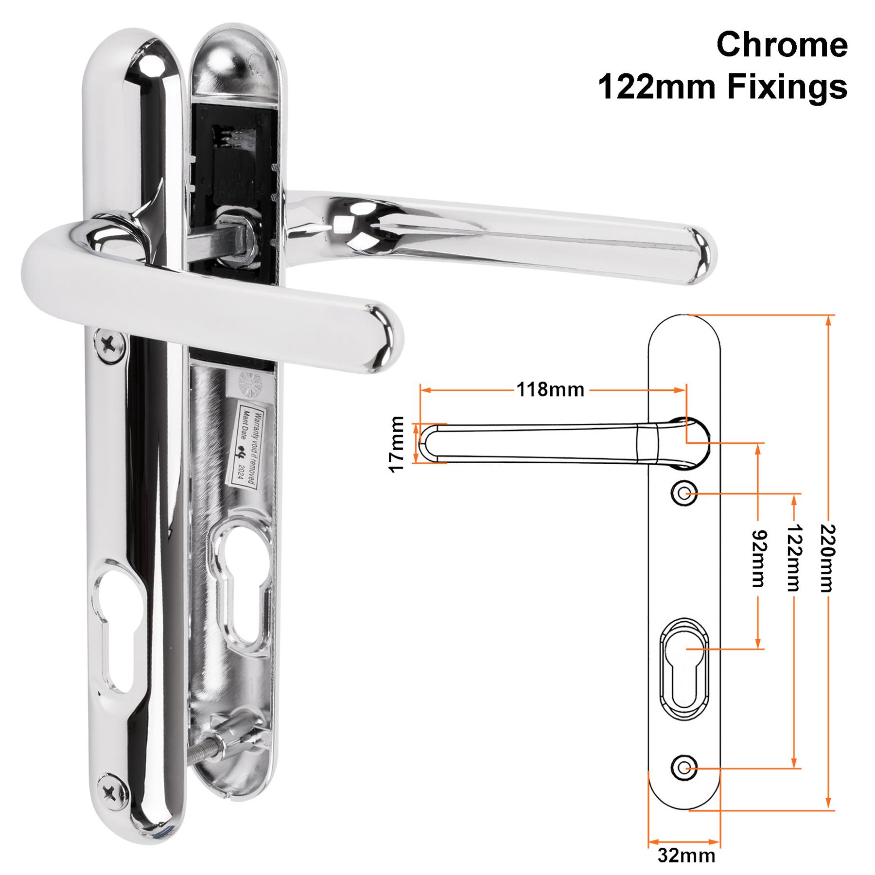 Composite Door Handle Pair uPVC Sprung Lever Set 92PZ 122mm Fixings Ultion Sweet - Picture 9 of 14