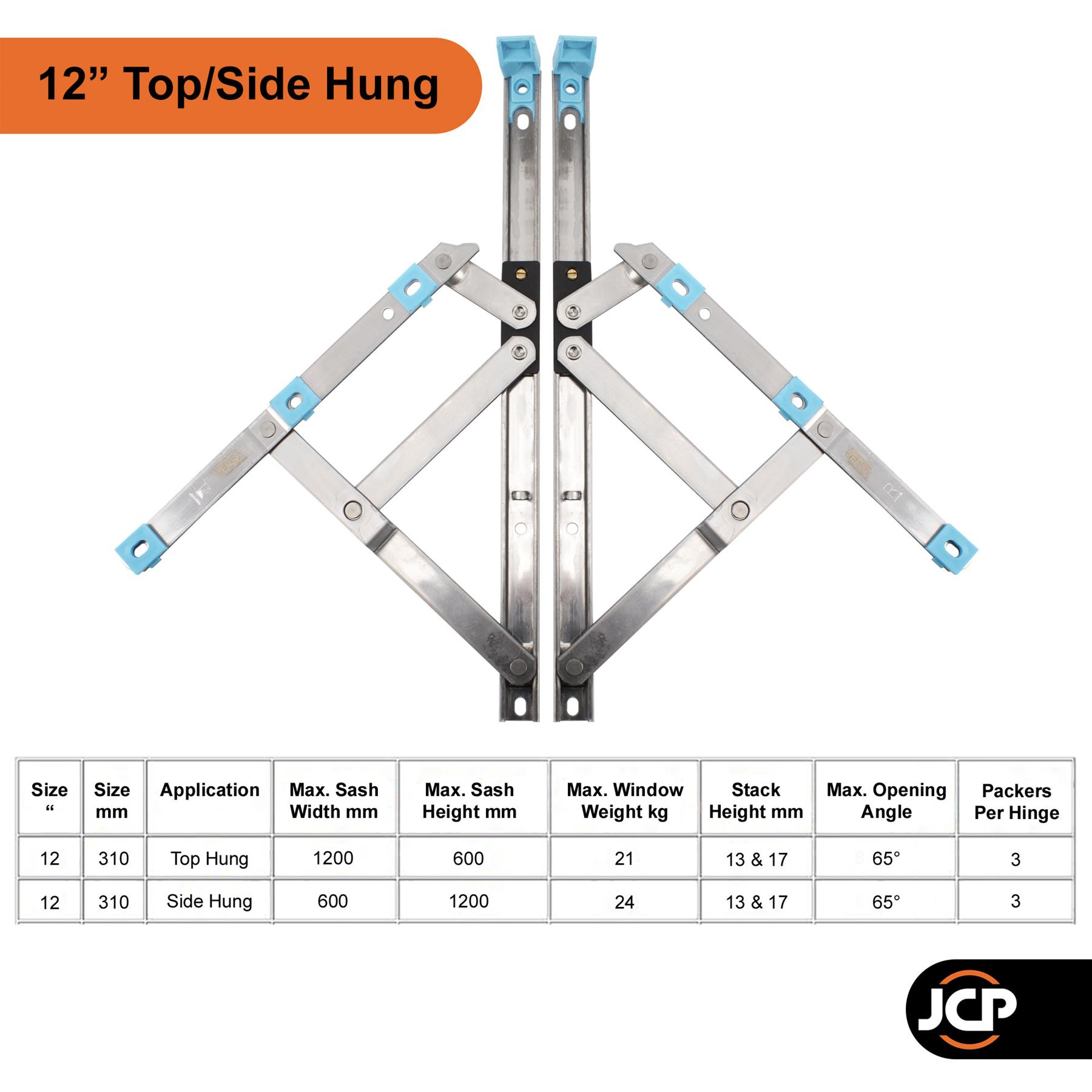 Pair UPVC Window Hinges Friction Stay 8" 10" 12" 16" 20" 24" Versa Retrofit - Picture 13 of 16
