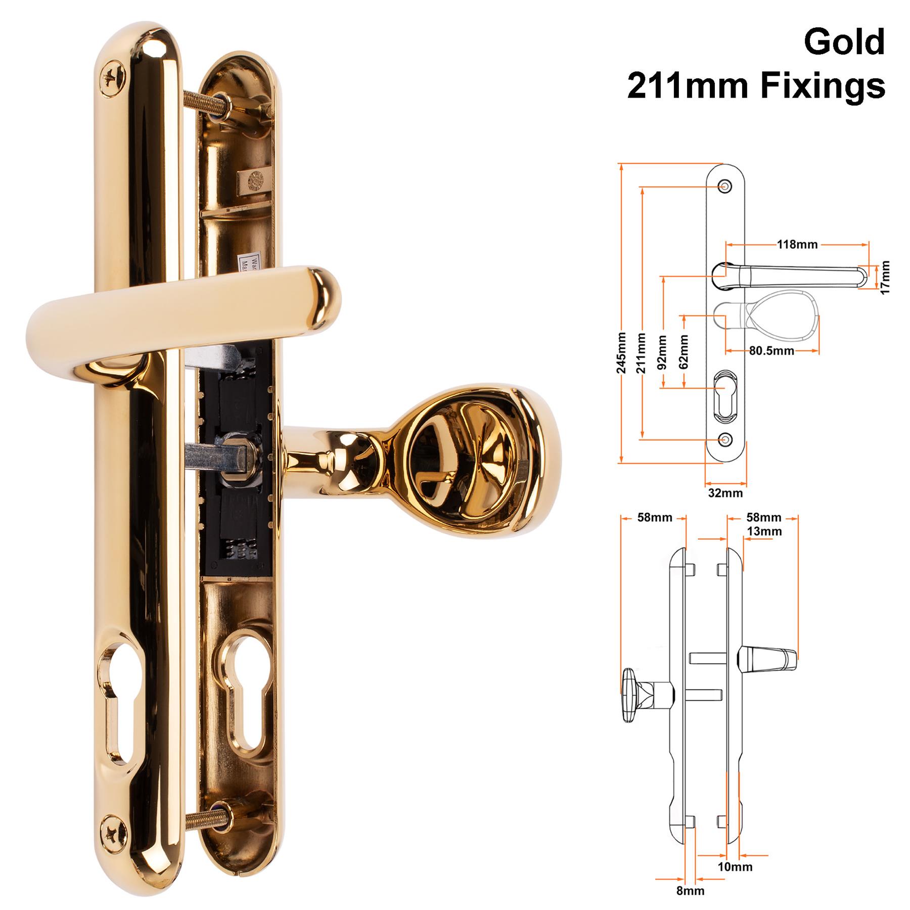 Composite Lever Pad Door Handle Pair UPVC Sprung Set 92/62PZ 211mm Fixings Sweet - Picture 11 of 15