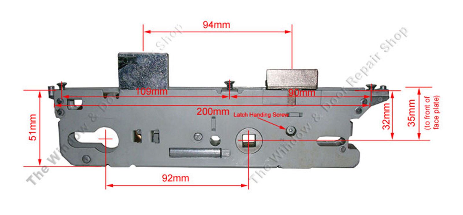 Multipoint Door Lock Gearbox Only Fuhr 859 Split Spindle UPVC 35mm