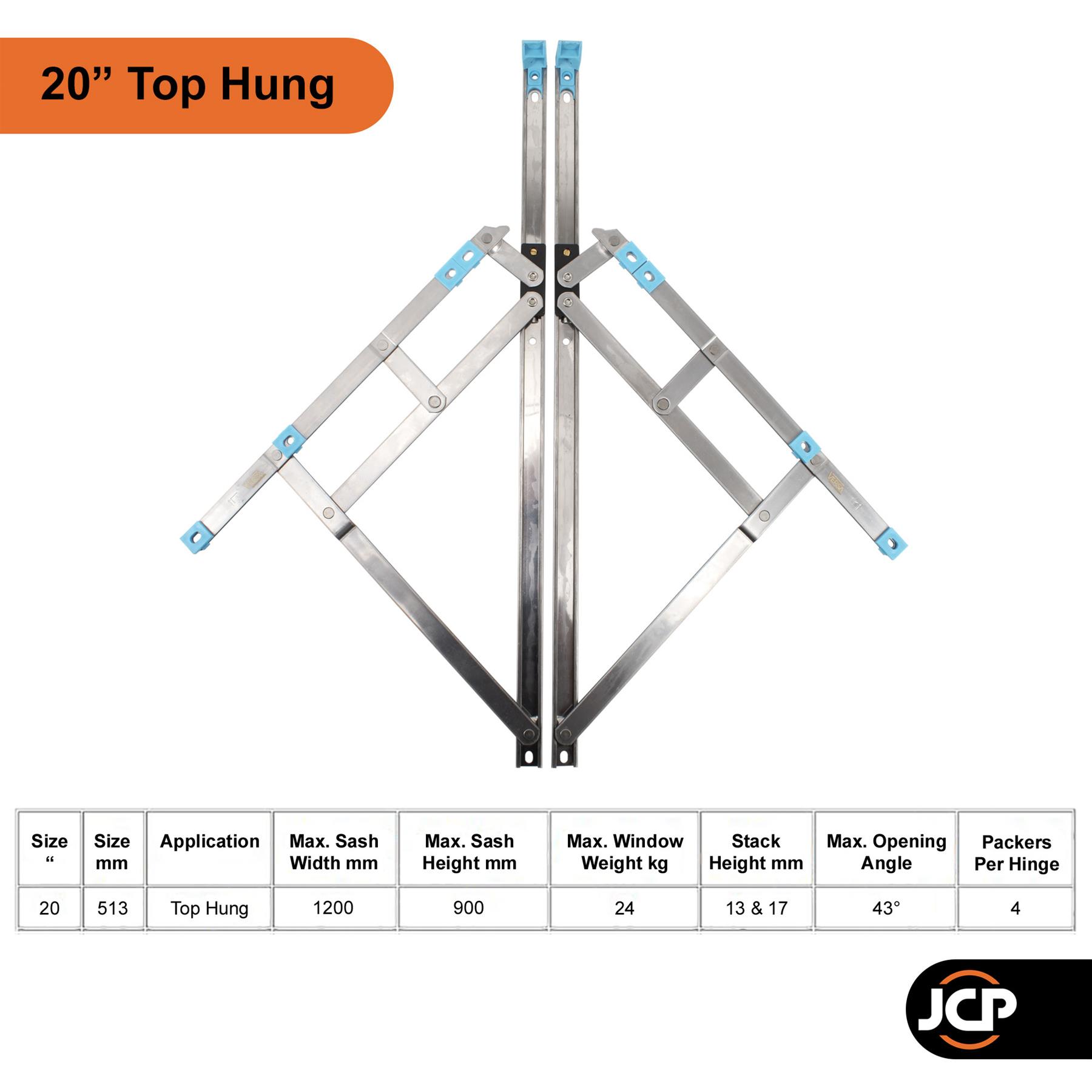 Pair UPVC Window Hinges Friction Stay 8" 10" 12" 16" 20" 24" Versa Retrofit - Picture 15 of 16