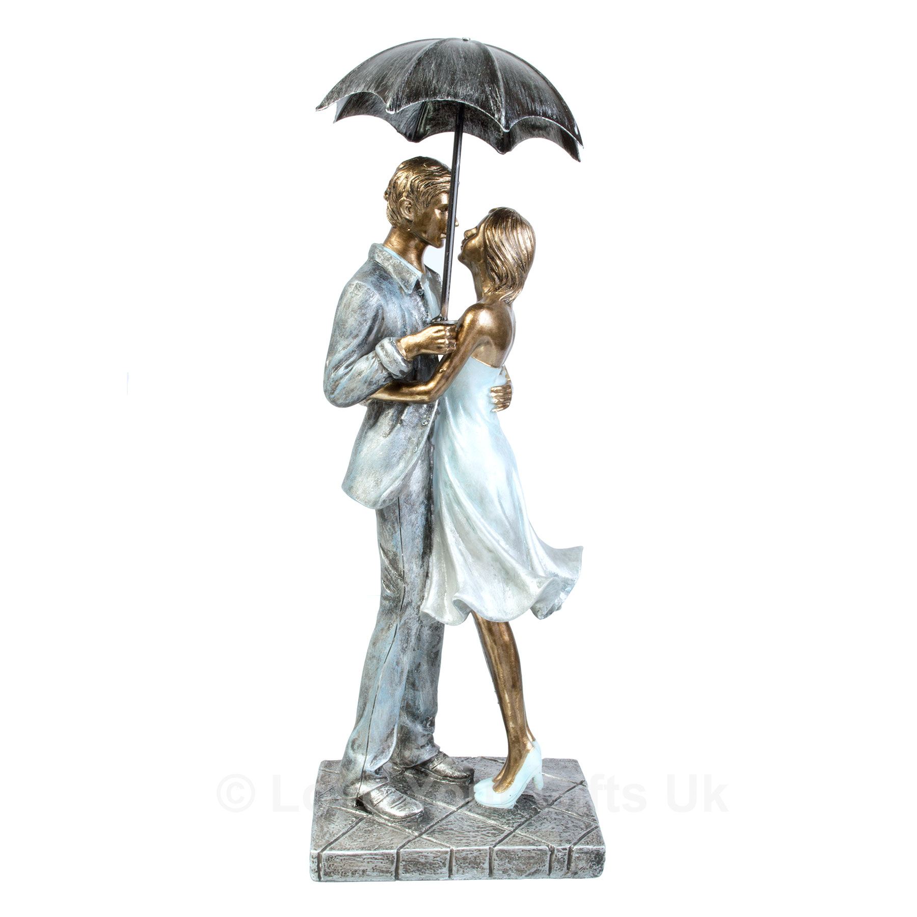 Rainy Day Romantic Embrace Figures Sculpture