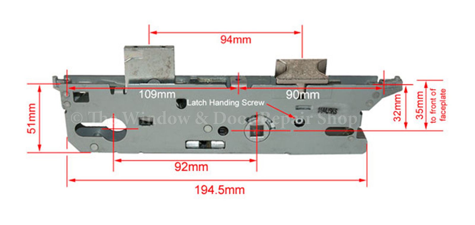 Multipoint Door Lock Gearbox Only Fuhr 856 Single Spindle UPVC 35mm