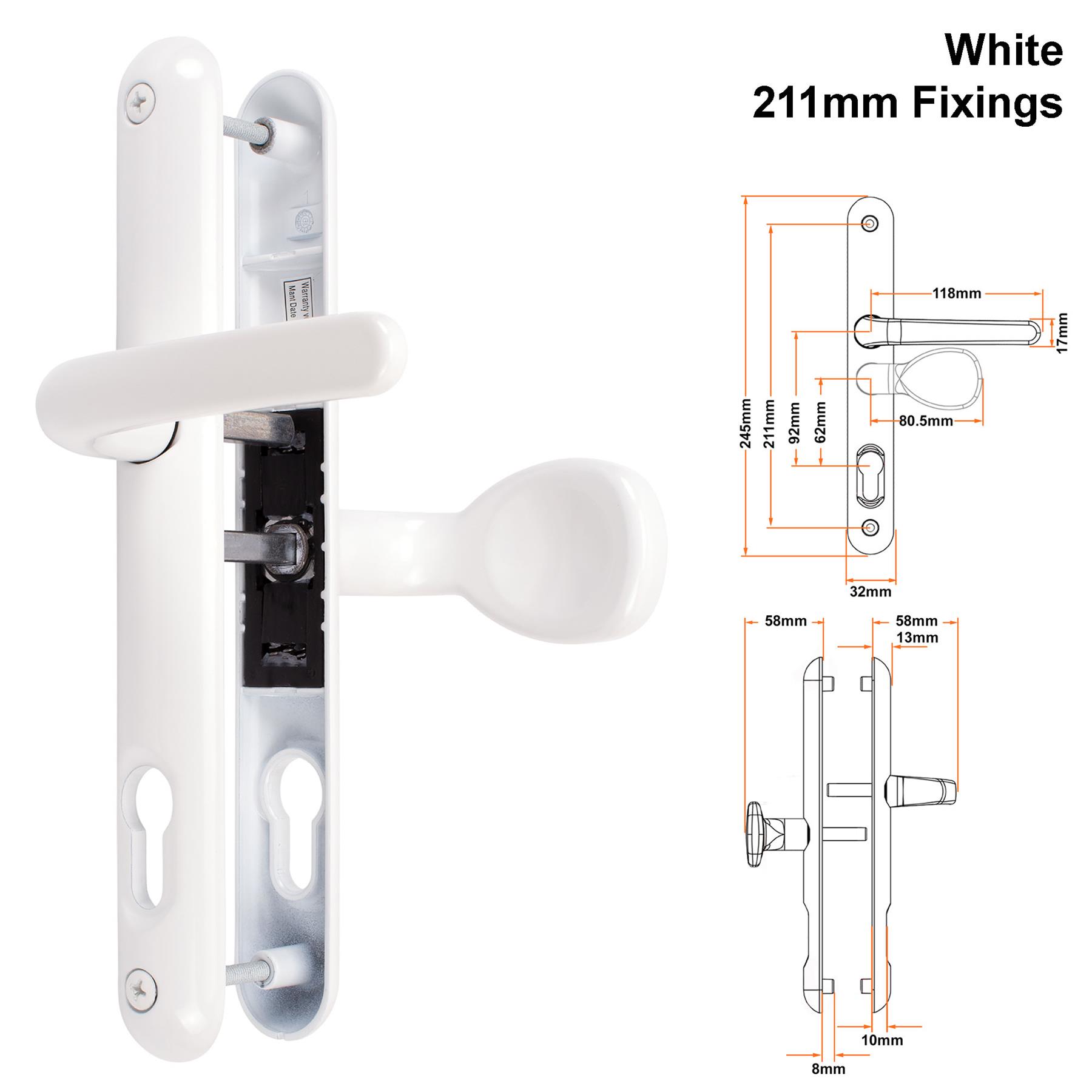 Composite Lever Pad Door Handle Pair UPVC Sprung Set 92/62PZ 211mm Fixings Sweet - Picture 15 of 15