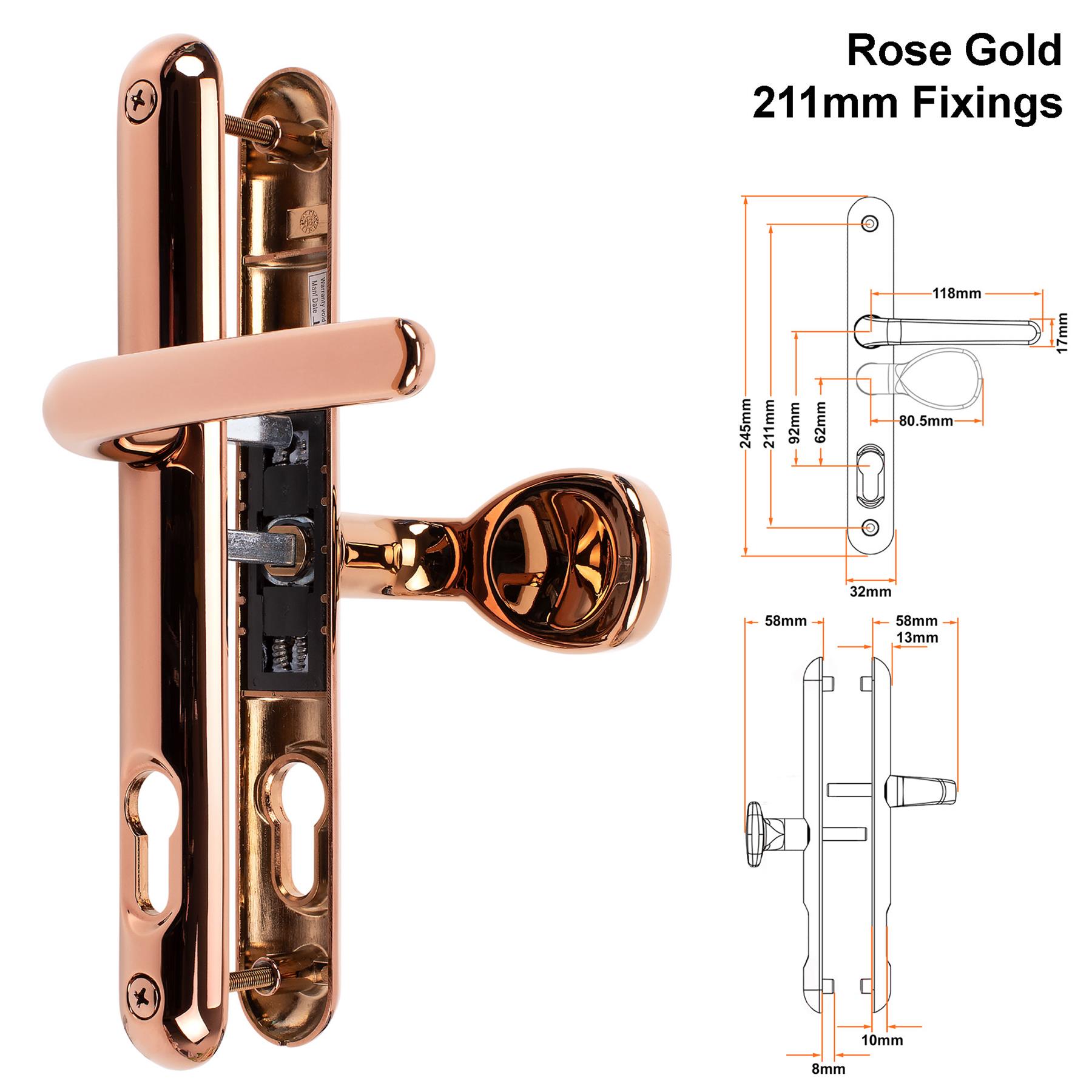 Composite Lever Pad Door Handle Pair UPVC Sprung Set 92/62PZ 211mm Fixings Sweet - Picture 12 of 15