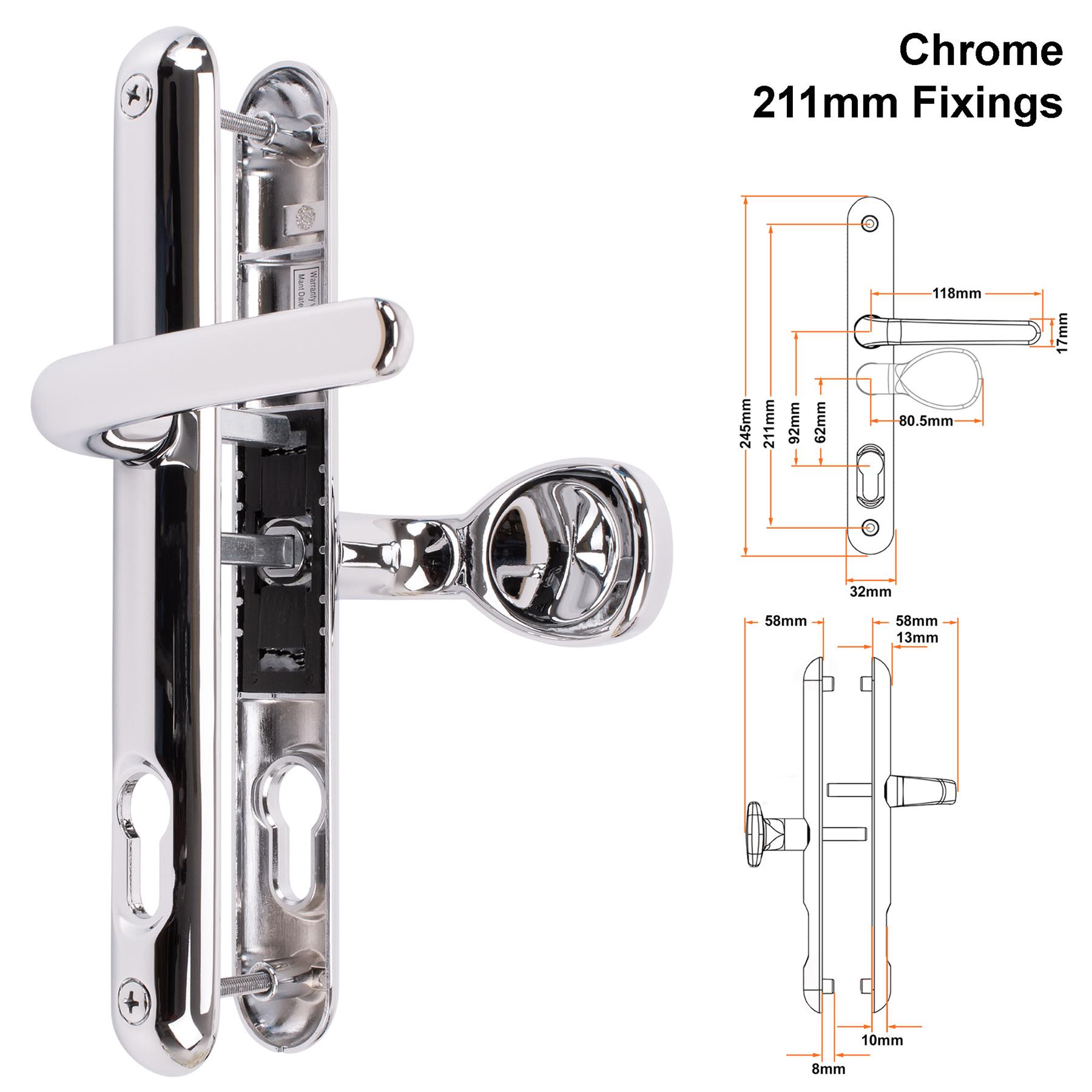 Composite Lever Pad Door Handle Pair UPVC Sprung Set 92/62PZ 211mm Fixings Sweet - Picture 10 of 15