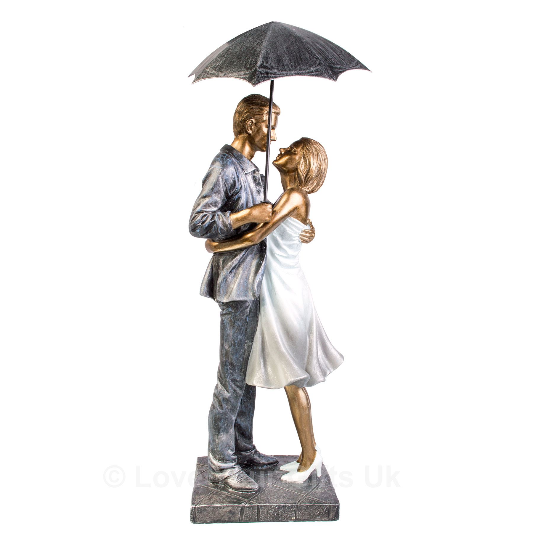 Rainy Day Romantic Embrace Figures Sculpture