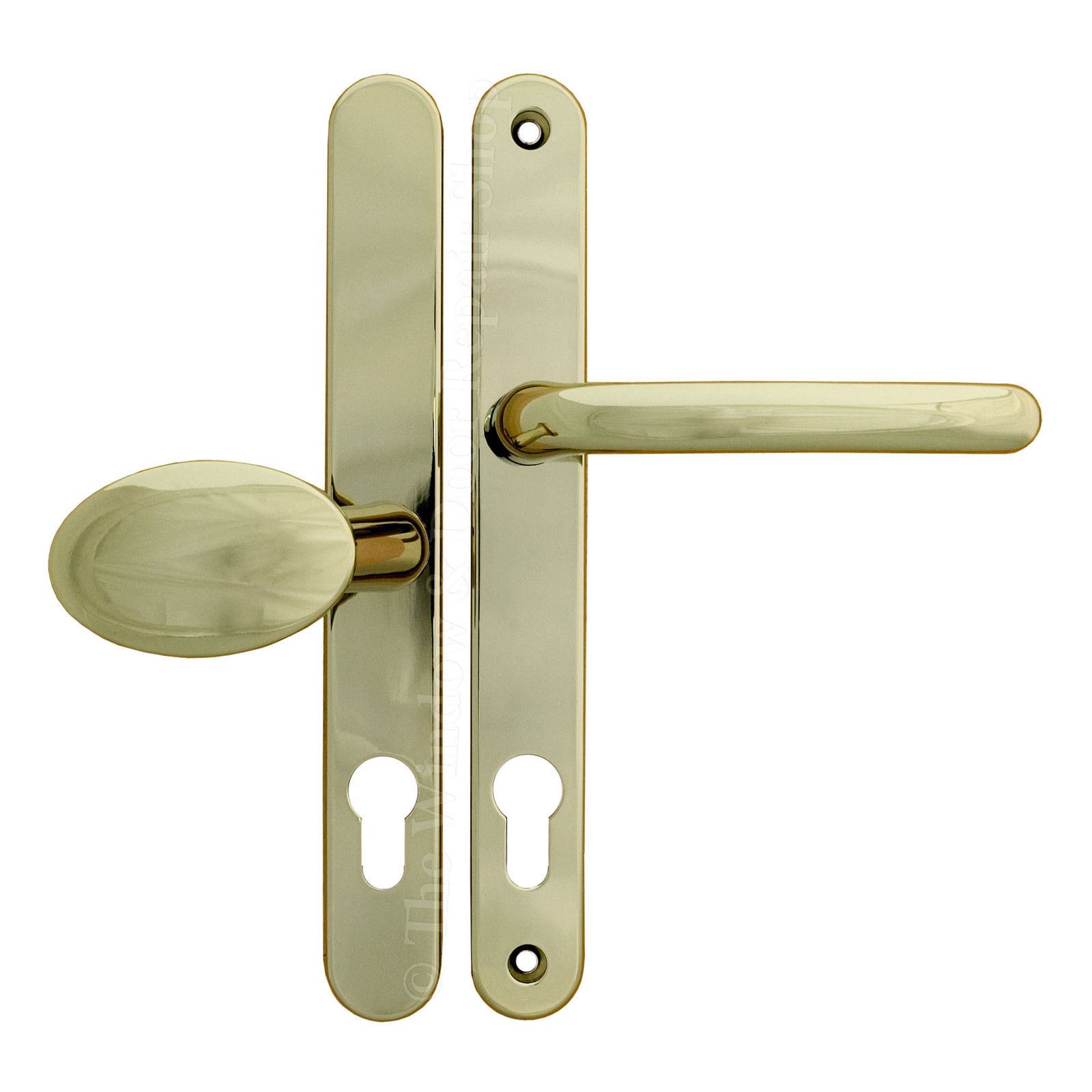 UPVC Door Handle Set Gold 92PZ 92mm Lever Pad Pair 211mm Fixings