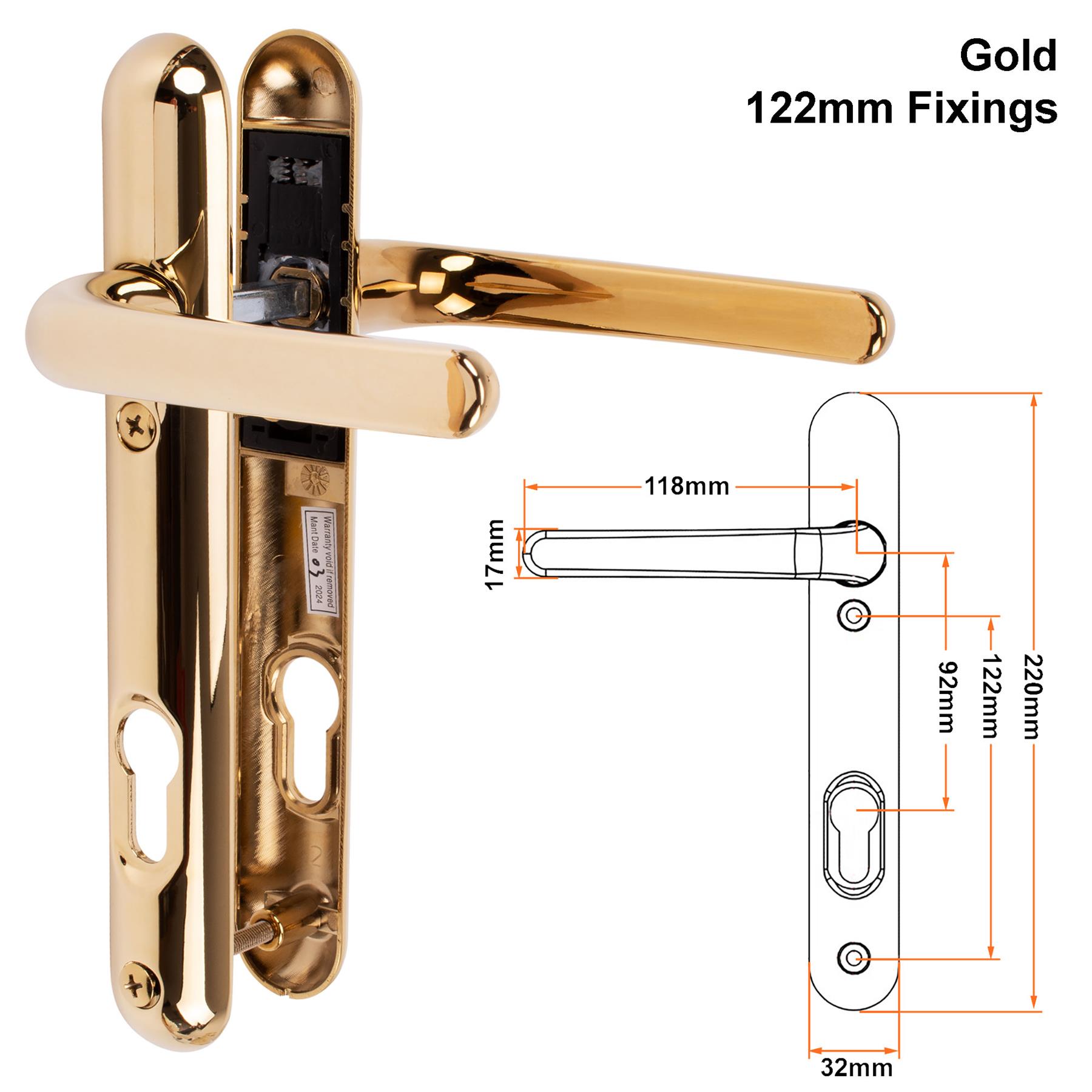 Composite Door Handle Pair uPVC Sprung Lever Set 92PZ 122mm Fixings Ultion Sweet - Picture 10 of 14