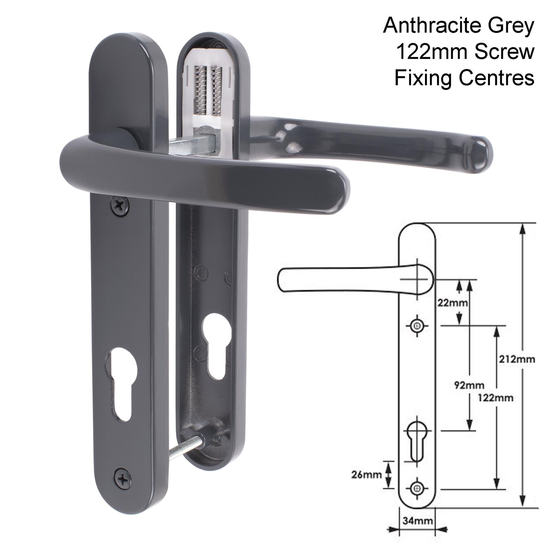 UPVC Door Handle TSS Sprung Lever Pair Set 92mm 92PZ 122mm 210mm 215mm Fixings - Picture 13 of 30