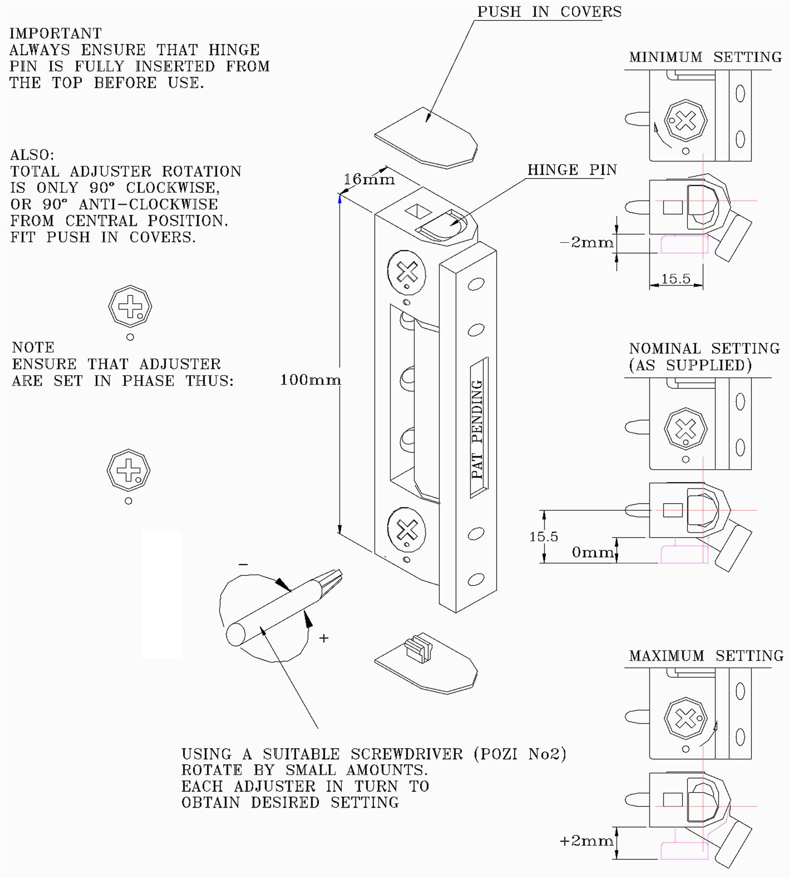 UPVC Brown Adjustable Butt Pencil 100mm Hinge 4mm Linear Adjustment eBay