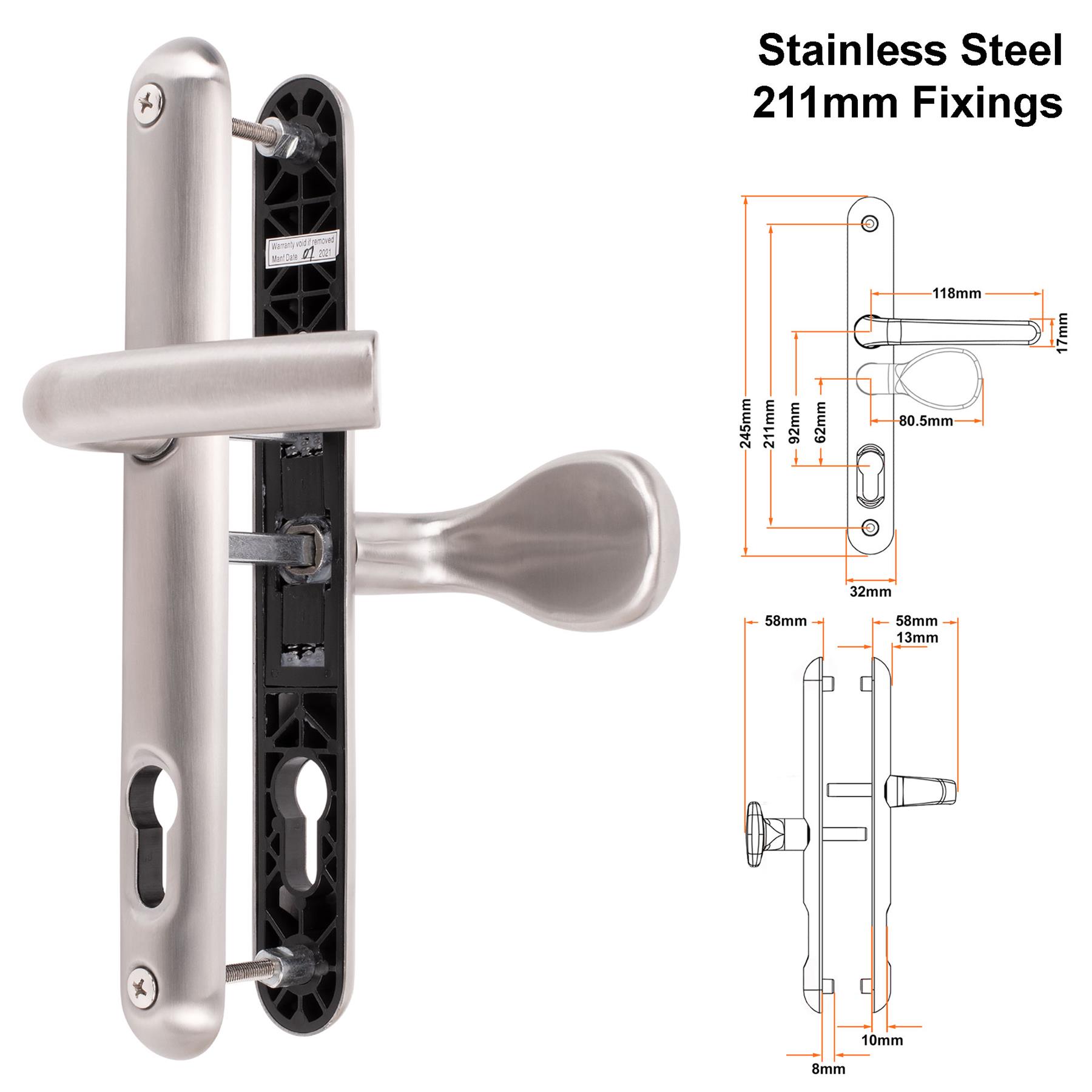 Composite Lever Pad Door Handle Pair UPVC Sprung Set 92/62PZ 211mm Fixings Sweet - Picture 14 of 15