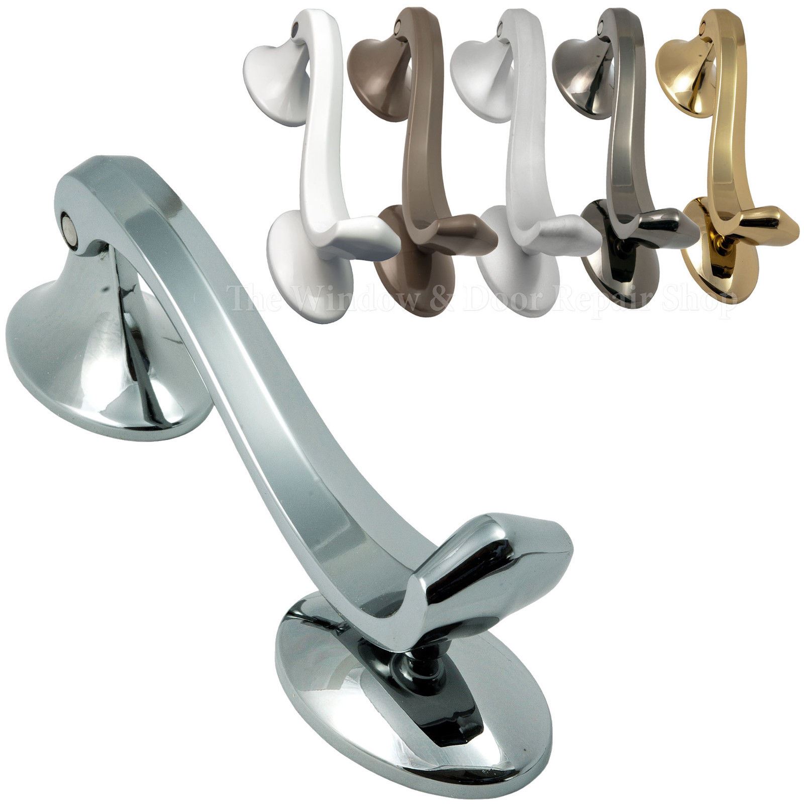 Door Knocker Slimline Horsetail Scroll Bolt Through UPVC Wooden Doors