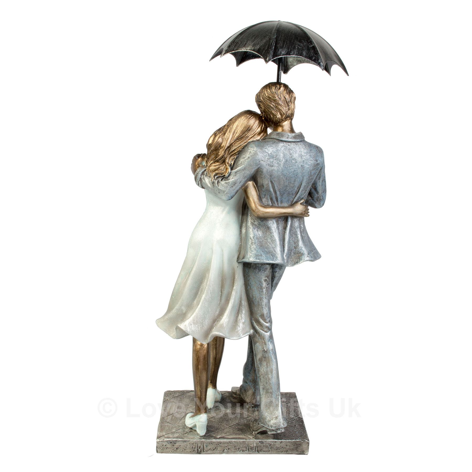 Rainy Day Romantic Embrace Figures Sculpture