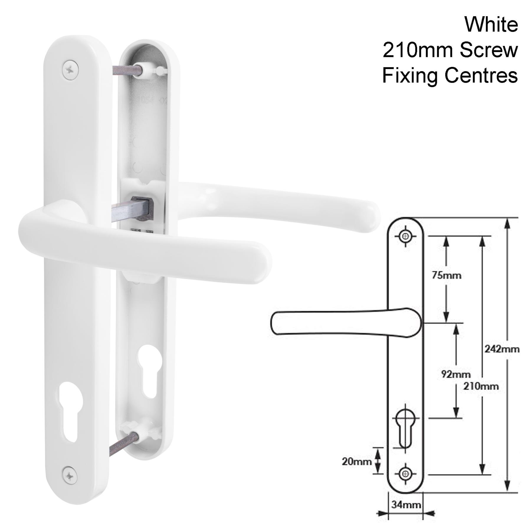 UPVC Door Handle TSS Sprung Lever Pair Set 92mm 92PZ 122mm 210mm 215mm Fixings - Picture 29 of 30