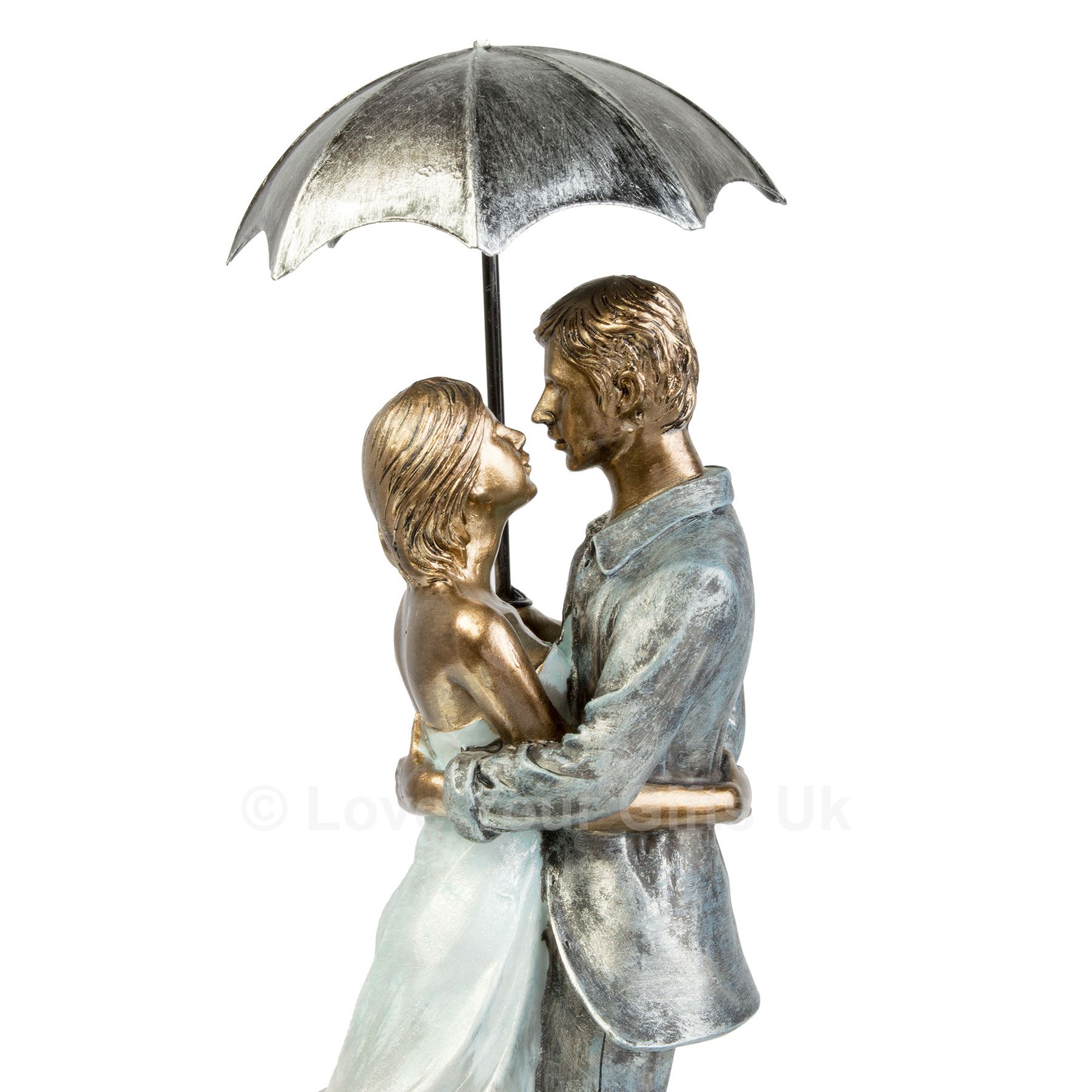 Rainy Day Romantic Embrace Figures Sculpture