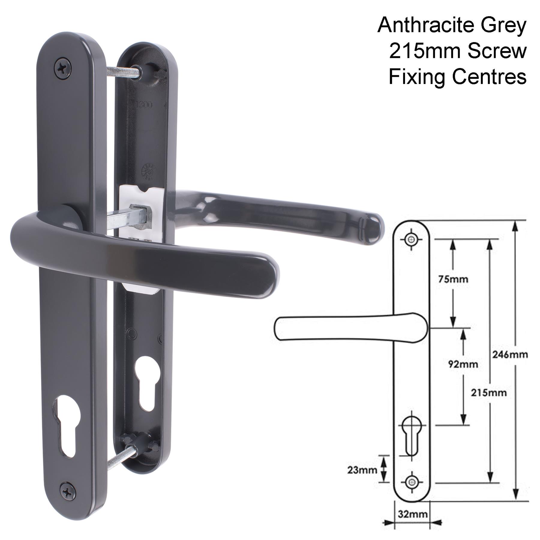 UPVC Door Handle TSS Sprung Lever Pair Set 92mm 92PZ 122mm 210mm 215mm Fixings - Picture 15 of 30