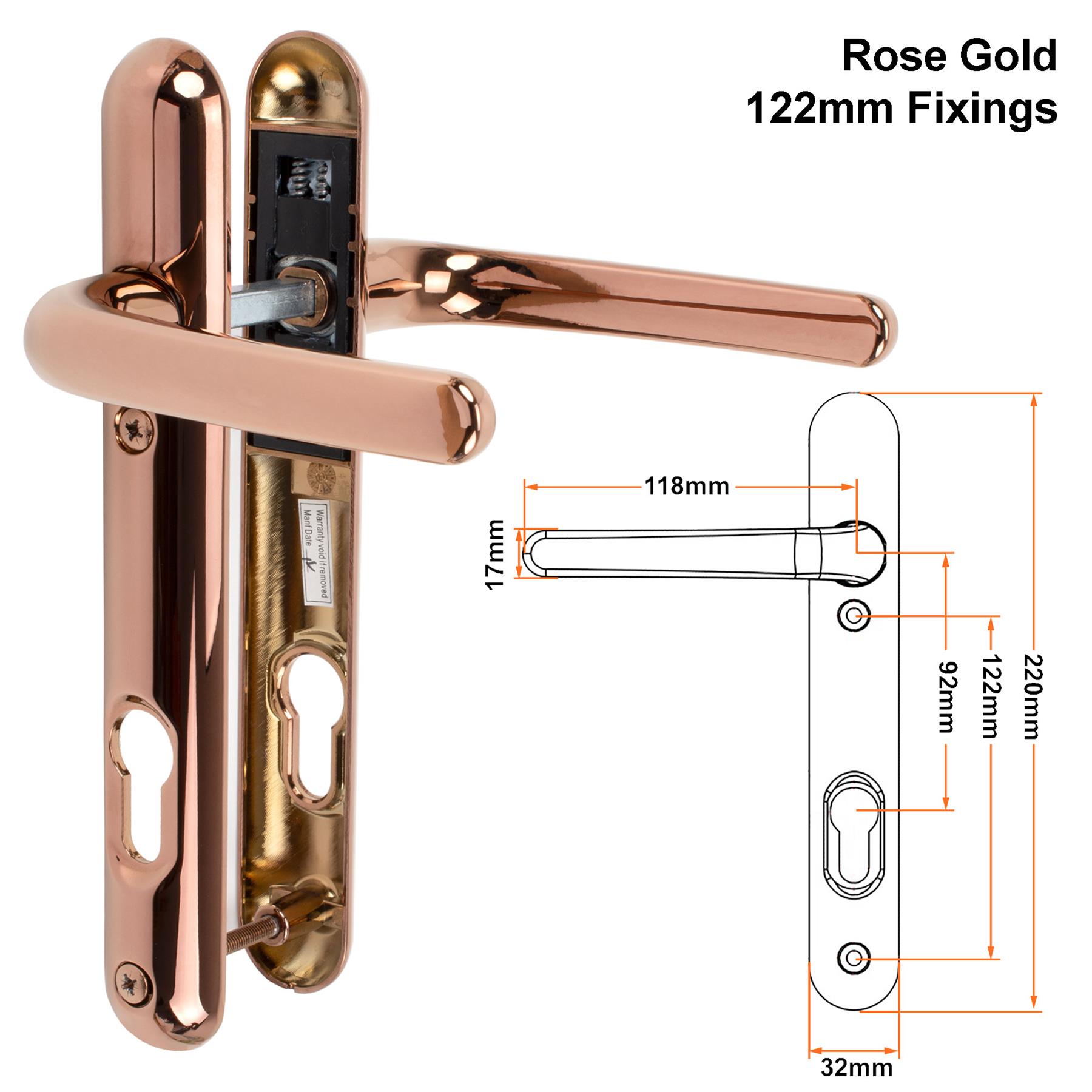 Composite Door Handle Pair uPVC Sprung Lever Set 92PZ 122mm Fixings Ultion Sweet - Picture 11 of 14