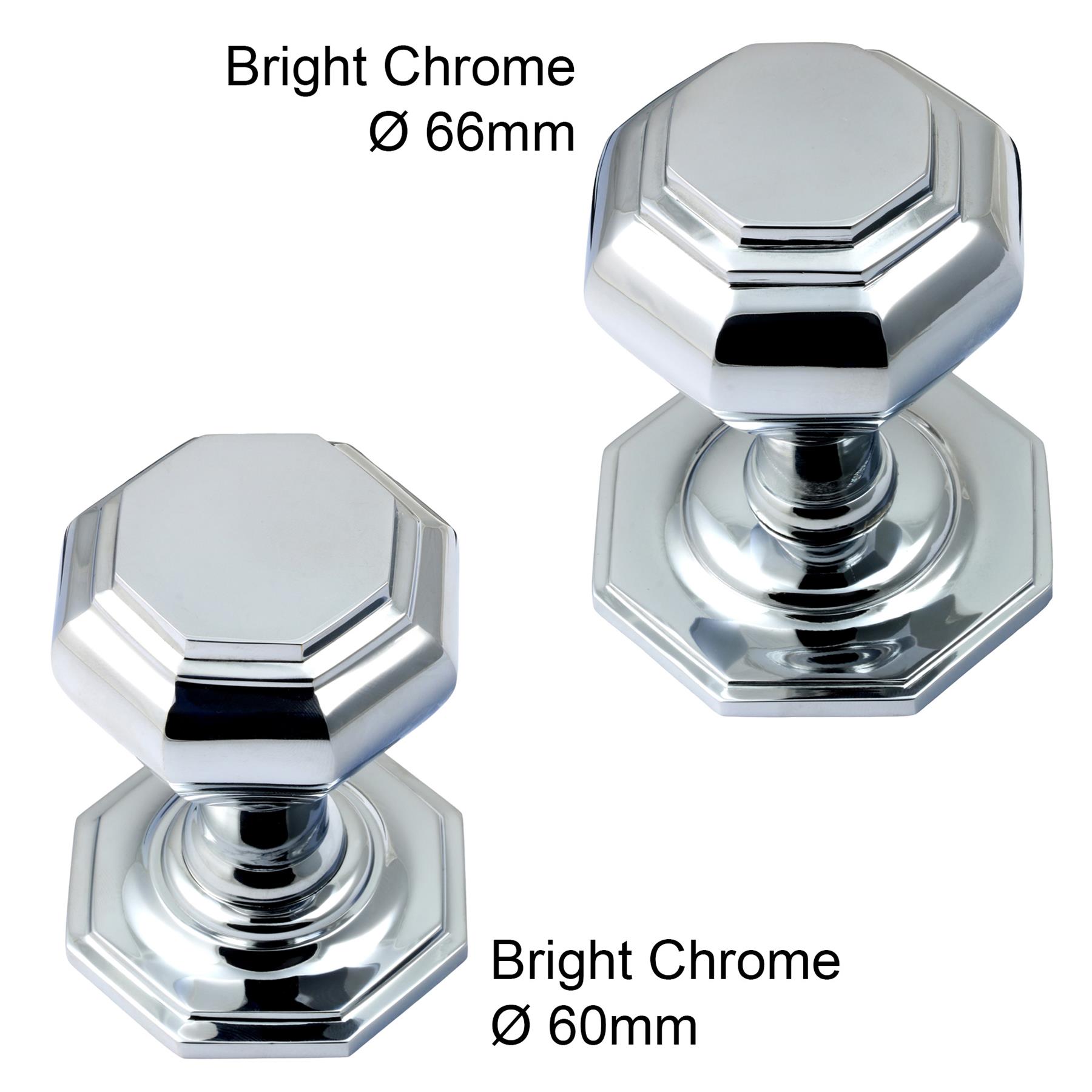 Octagonal Centre Pull Door Knob Solid Brass Heavy Duty 60 or 66mm 2.36/2.6" Dia. - Picture 6 of 10
