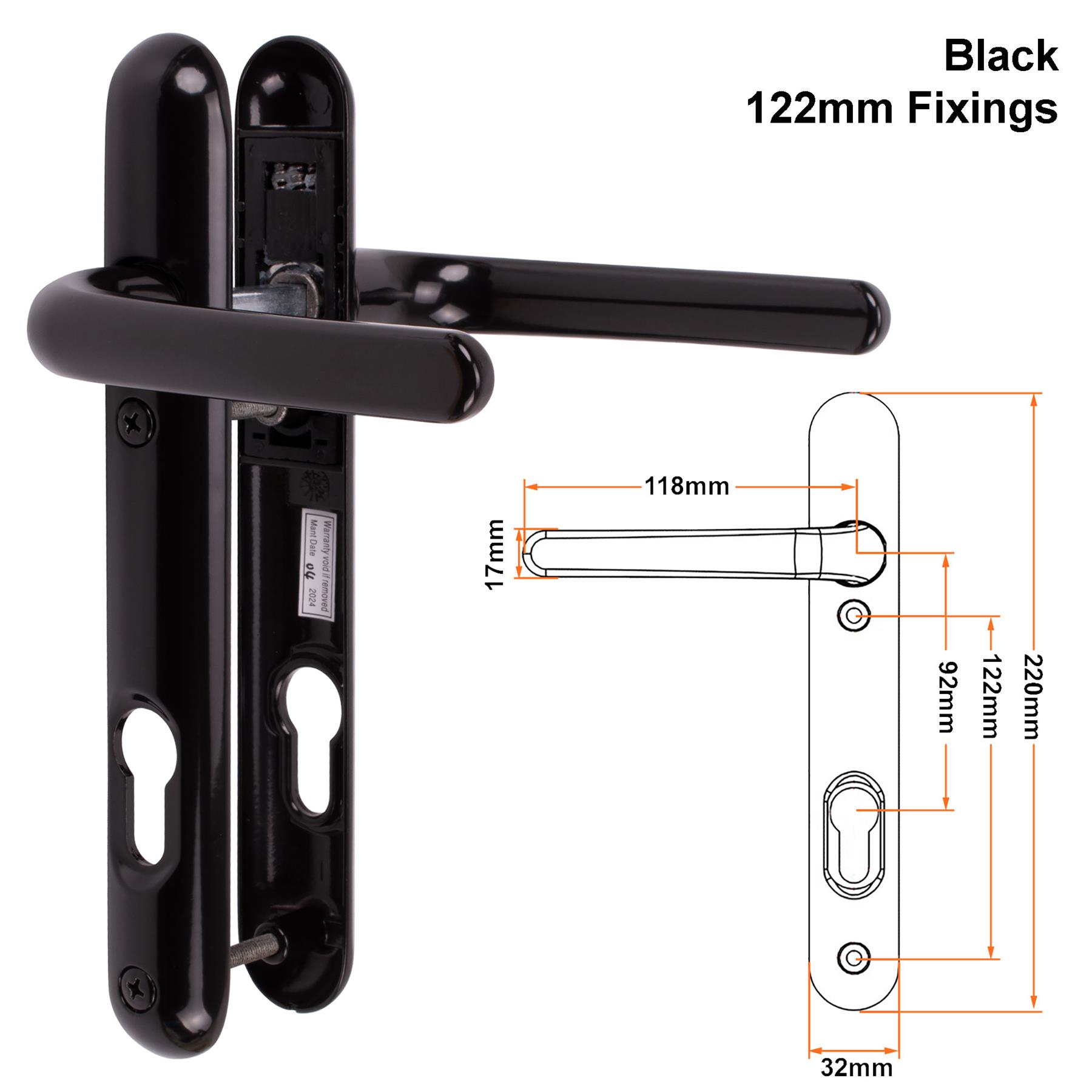 Composite Door Handle Pair uPVC Sprung Lever Set 92PZ 122mm Fixings Ultion Sweet - Picture 8 of 14