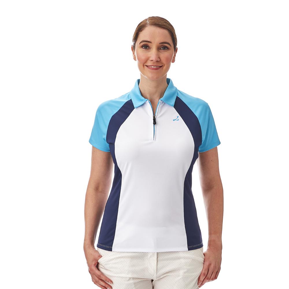 Ladies Golf Polo Shirt Under Par Zip Neck Stretch Quick Dry Short Sleeve Top - Picture 13 of 15