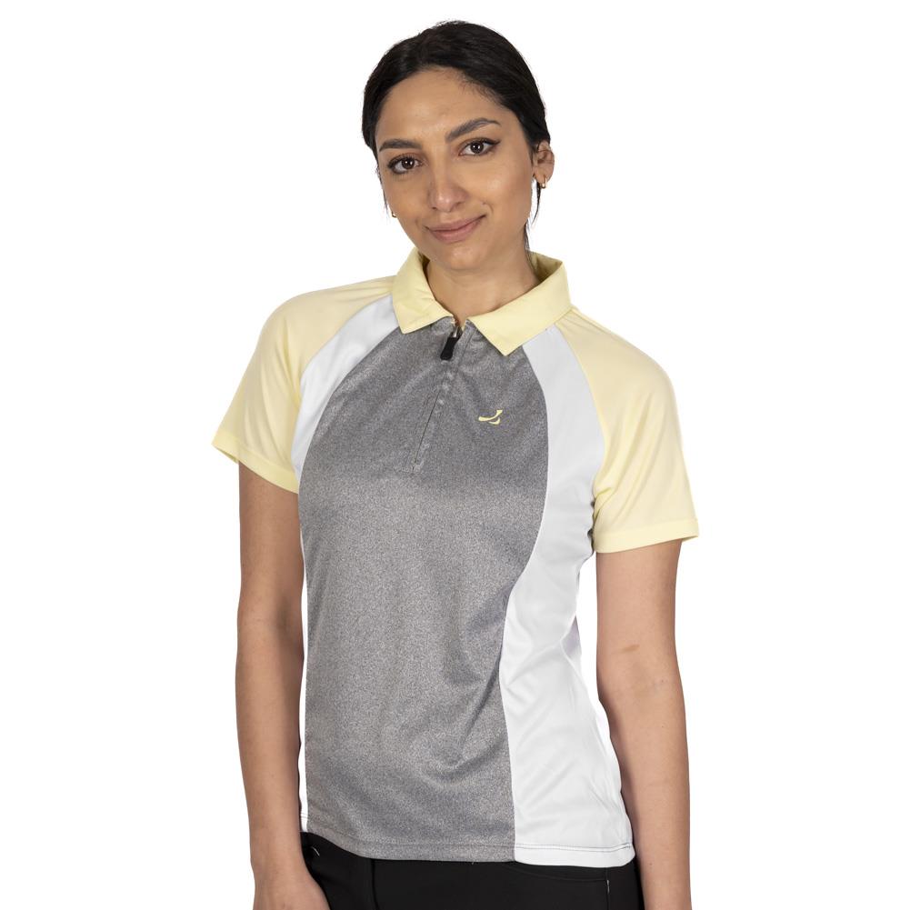 Ladies Golf Polo Shirt Under Par Zip Neck Stretch Quick Dry Short Sleeve Top - Picture 14 of 15