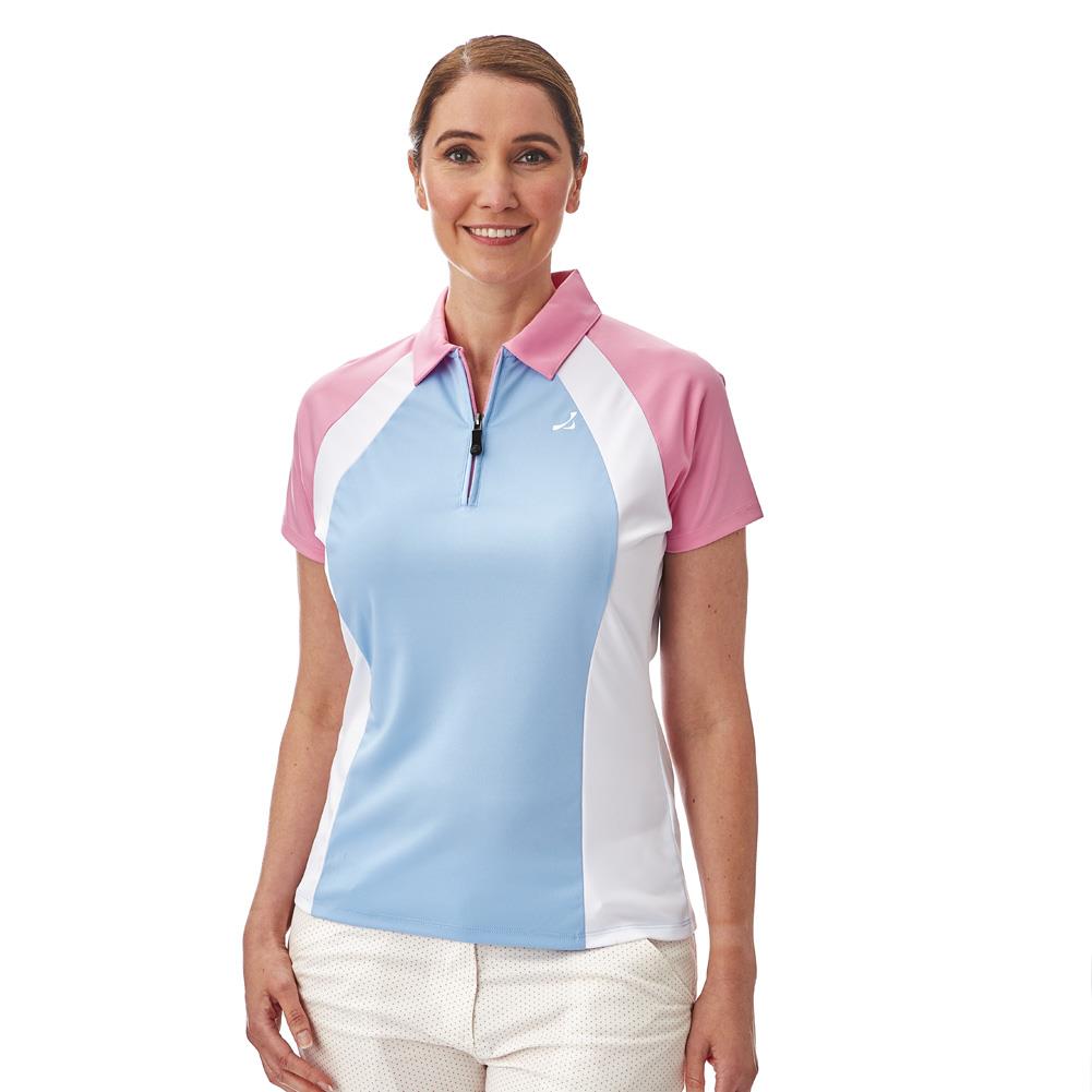 Ladies Golf Polo Shirt Under Par Zip Neck Stretch Quick Dry Short Sleeve Top - Picture 15 of 15
