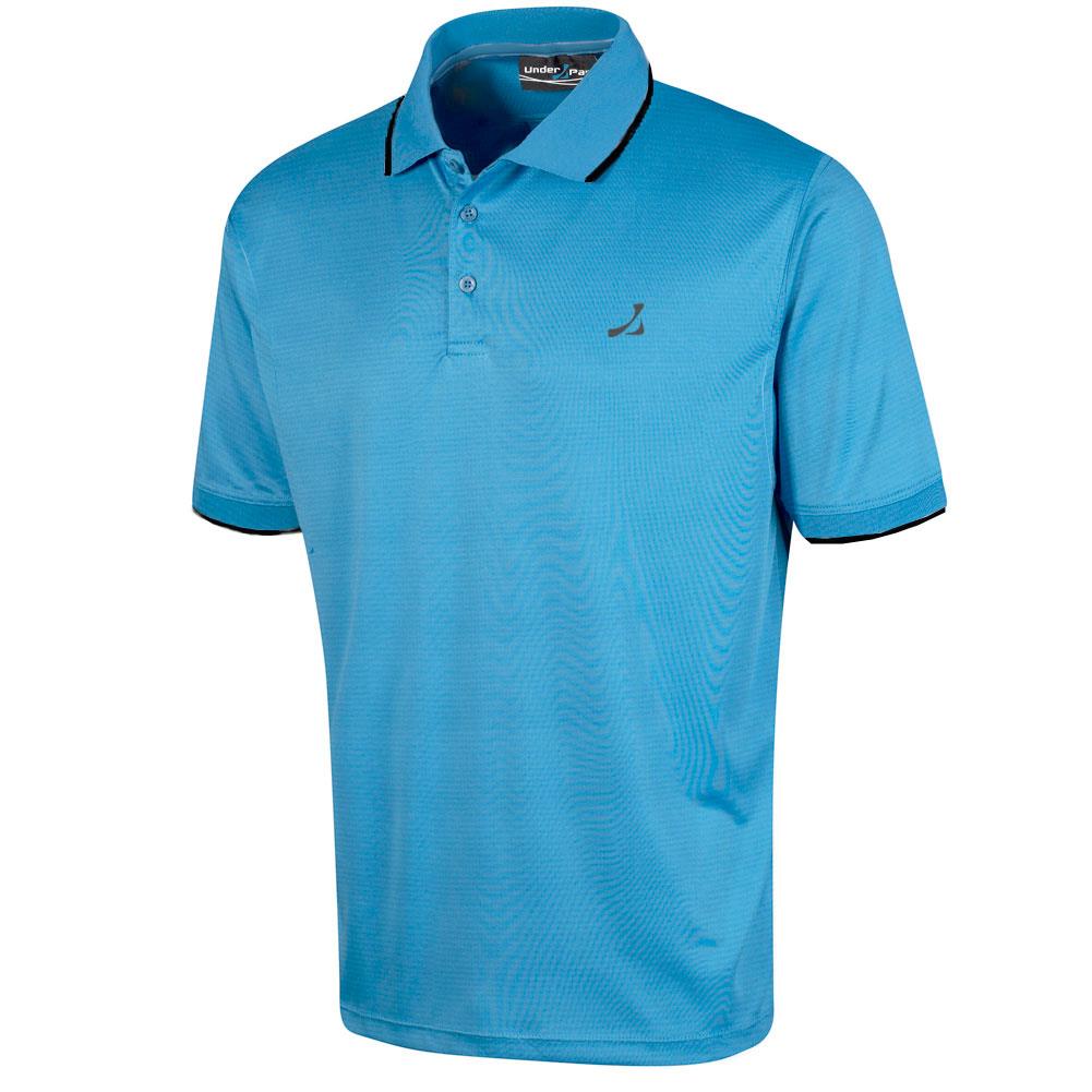 Under Par Mens Polo Shirt Waffle Knit UV Protection Stretch Quick Dry Golf Top - Picture 13 of 13
