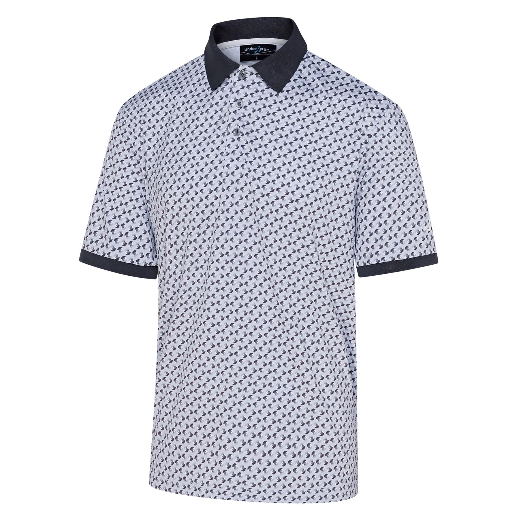 Mens Polo Shirt Quick Dry Moisture Wicking Stretch Printed Under Par Golf Top