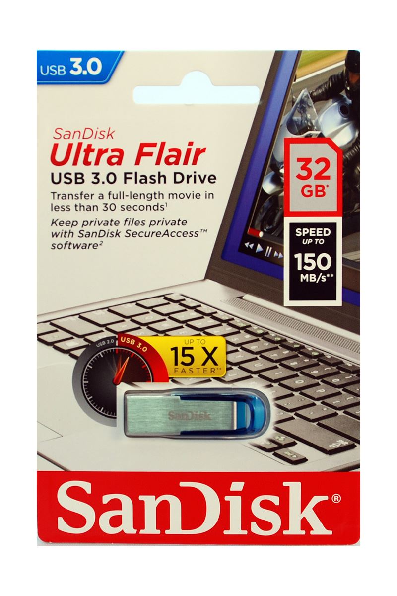 SanDisk Stylish Ultra Flair USB 3.0 Flash Drive 16GB 32GB 64GB 128GB Blue Black eBay