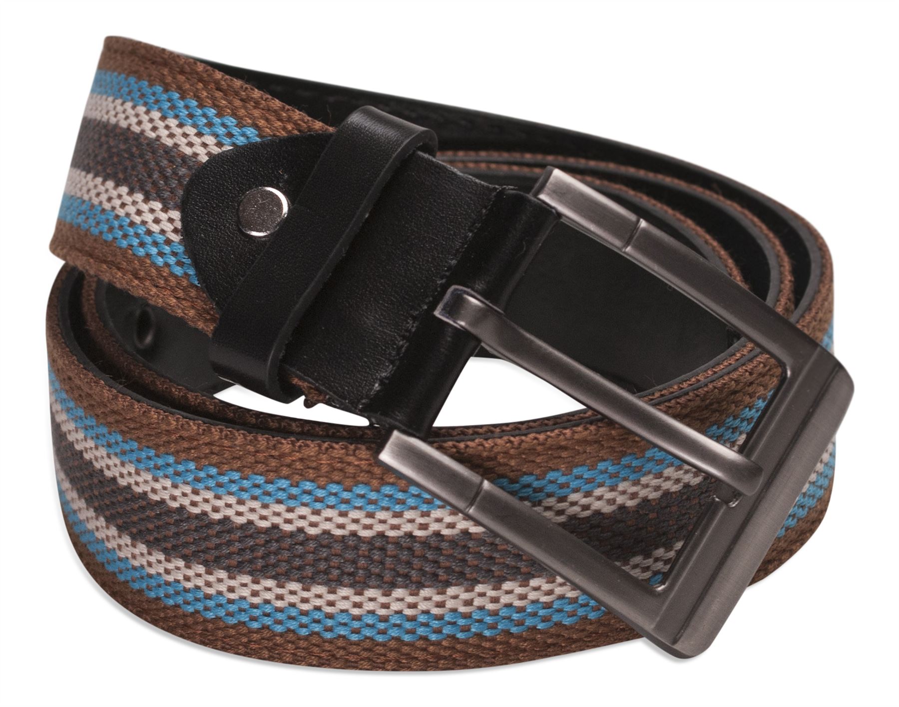 Genuine Hawkdale Mens Canvas & Leather Backed Belt Belts With Pattern