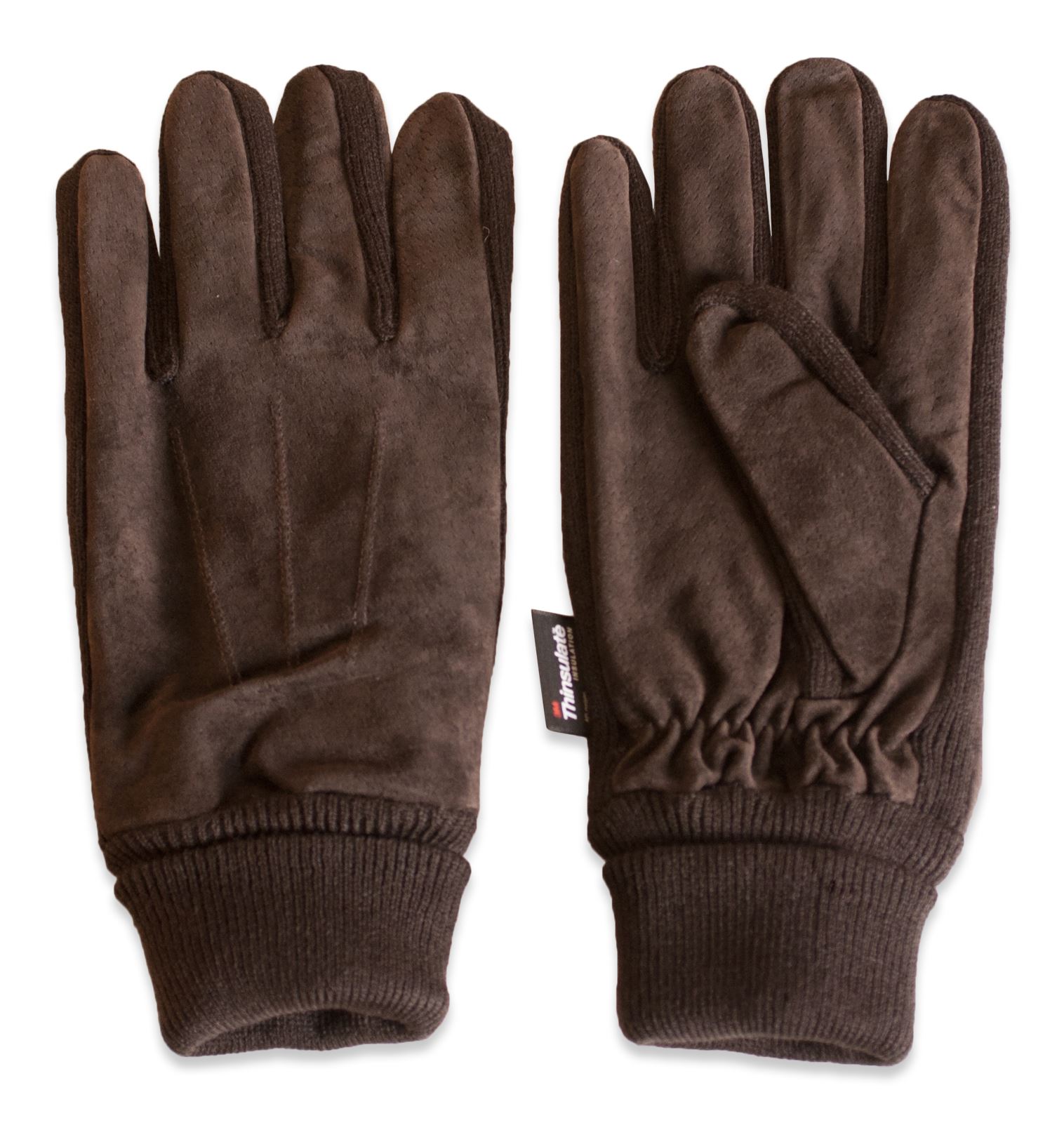 Quivano Mens Suede Leather Gloves Thinsulate Lined Elasticated Cuff 321