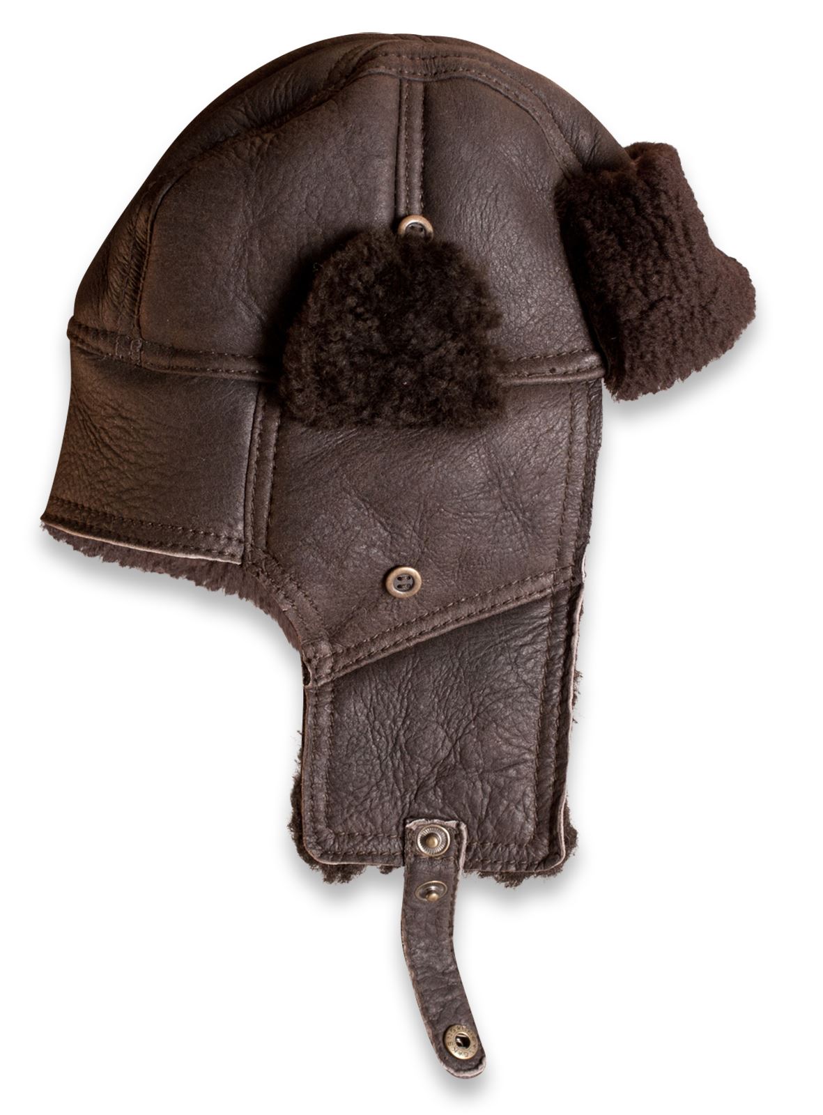 Nordvek Mens Real Sheepskin Leather Hat Aviator Trapper Flying Biggles