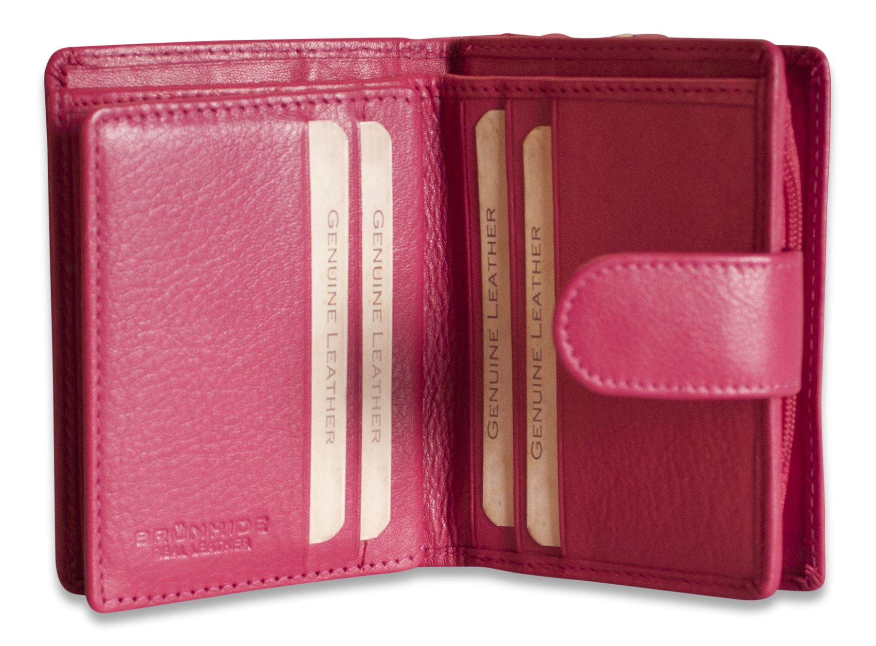 Brunhide Real Leather Womens Trifold Zip Purse Wallet Ladies Genuine