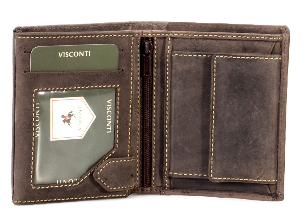 Visconti Mens Distressed Leather Trifold Wallet Mans Mens Coin Pocket