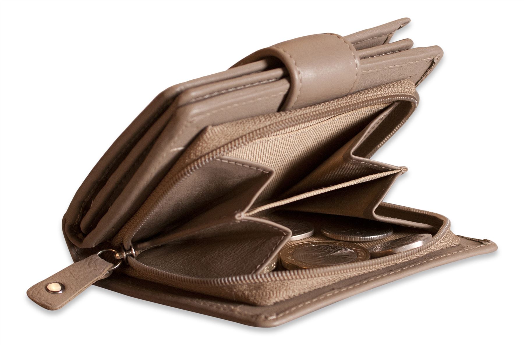 Brunhide Real Leather Womens Trifold Zip Purse Wallet Ladies Genuine