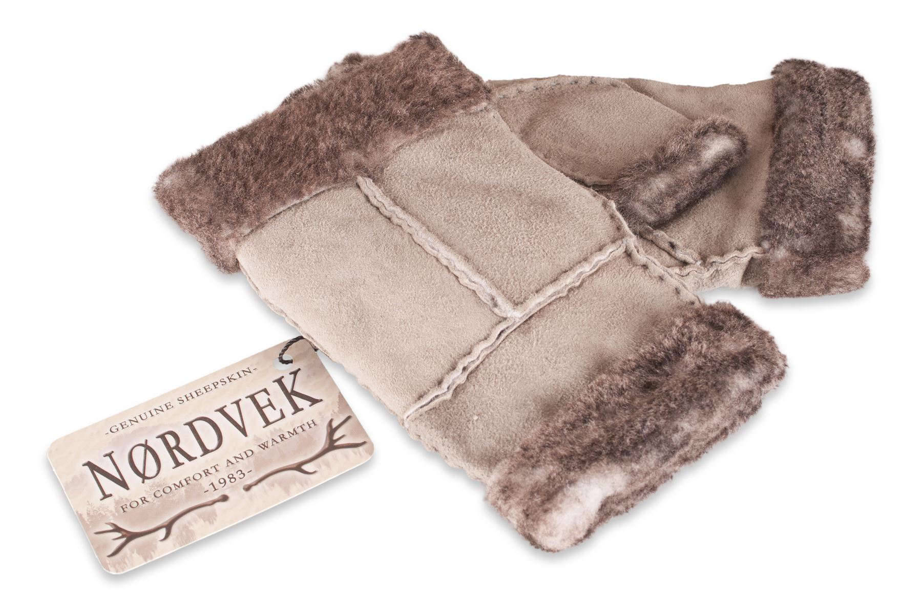 Nordvek Womens Genuine Sheepskin Fingerless Gloves Mittens Ladies 309