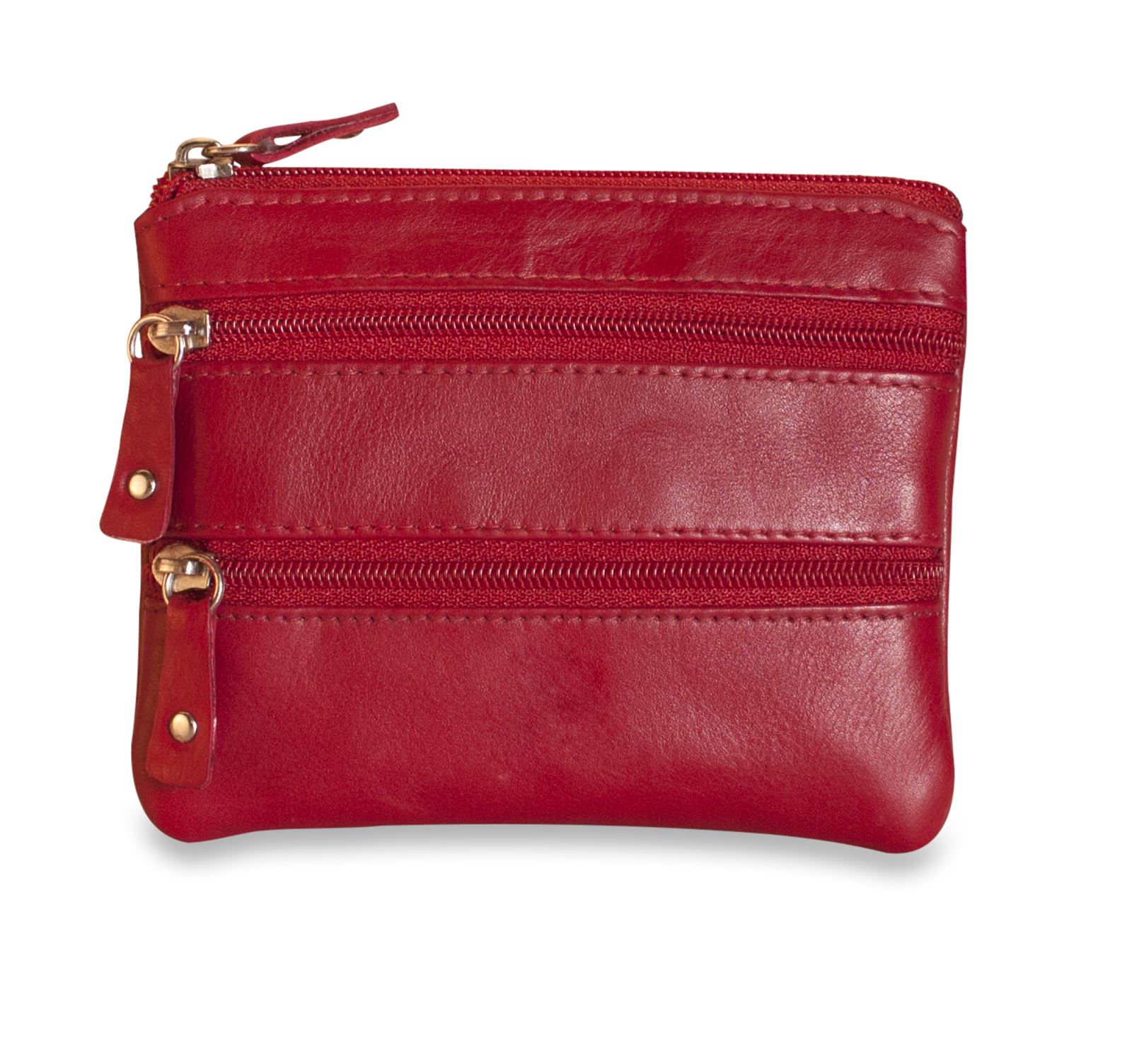 Brunhide Ladies Small Real Leather Pocket Coin Purse 3 Zip Womens Soft